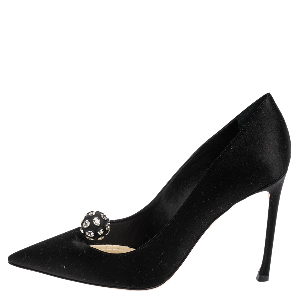 

Dior Black Satin Pointed Toe Disco Ball Pumps Size