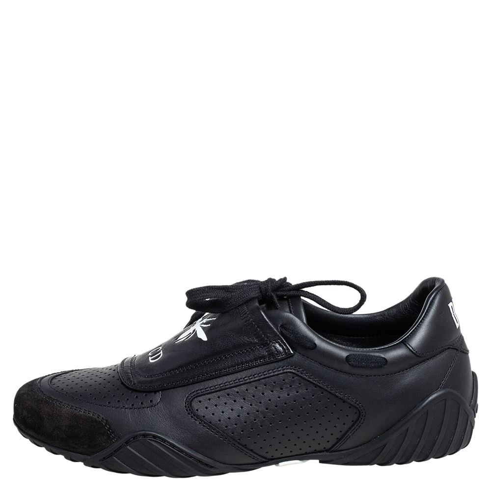 

Dior Black Leather and Suede CD Bee Low Top Sneakers Size