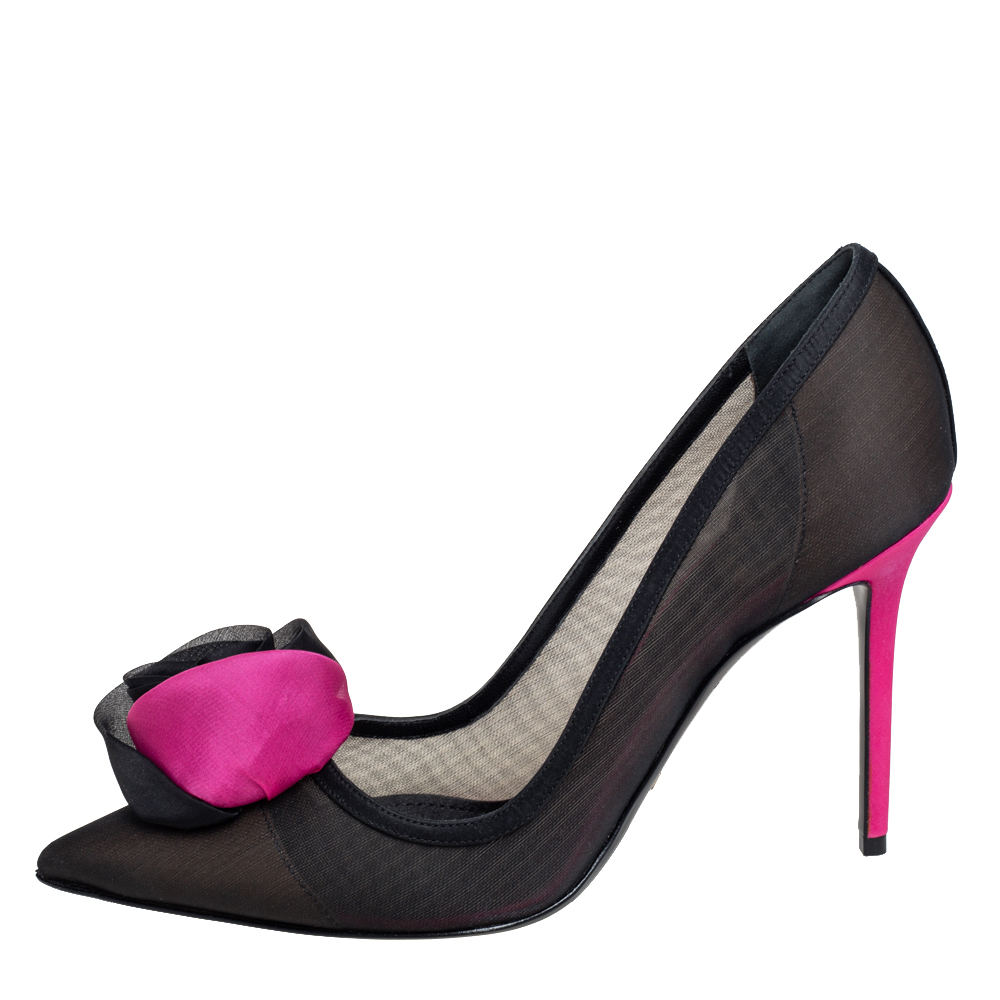 

Dior Black/Pink Satin and Mesh Garden Pumps Size