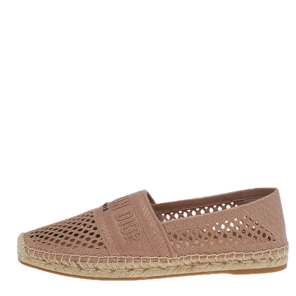 

Dior Beige Mesh Granville Embroidery Espadrille Flats Size