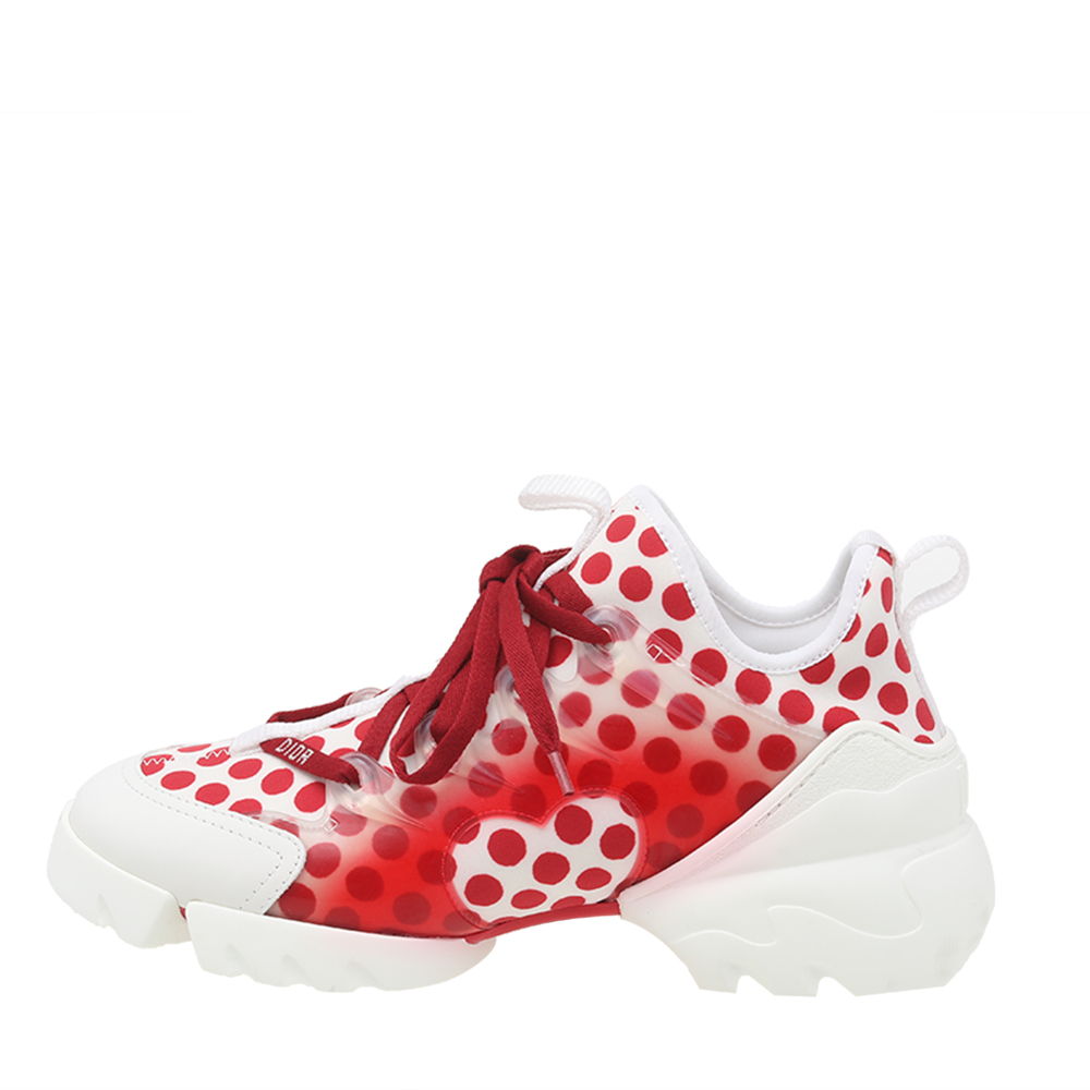 

Dior White-Red Fabric And Rubber D-Connect Dioramour Sneakers Size