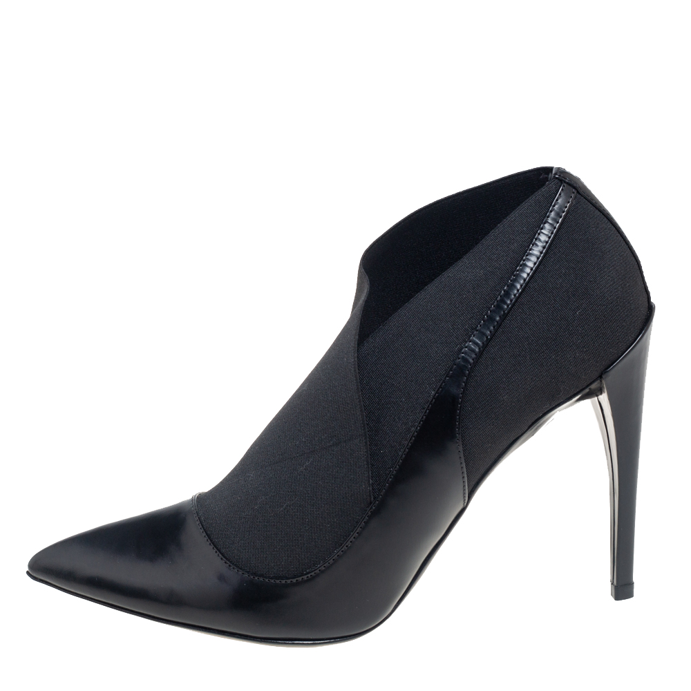

Dior Black Leather And Elastic Fabric Pointed Toe Booties Size