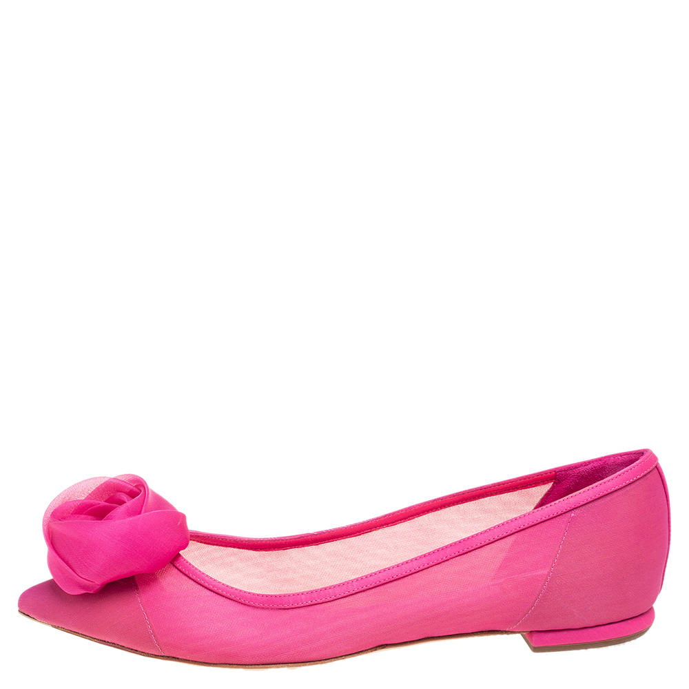 

Dior Pink Net Pointed Toe Flow Ballet Flats Size