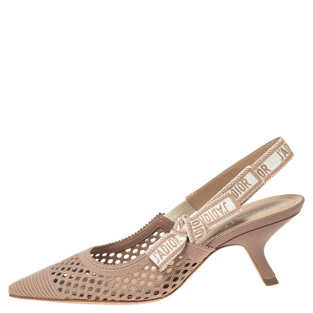 

Dior Dusty Pink Fabric and Ribbon J'adior Slingback Pumps Size