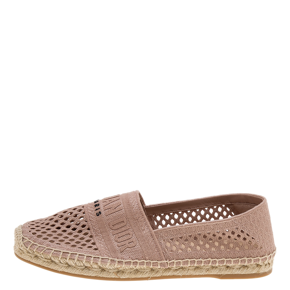 

Dior Blush Pink Embroidered Canvas Granville Espadrille Flats Size