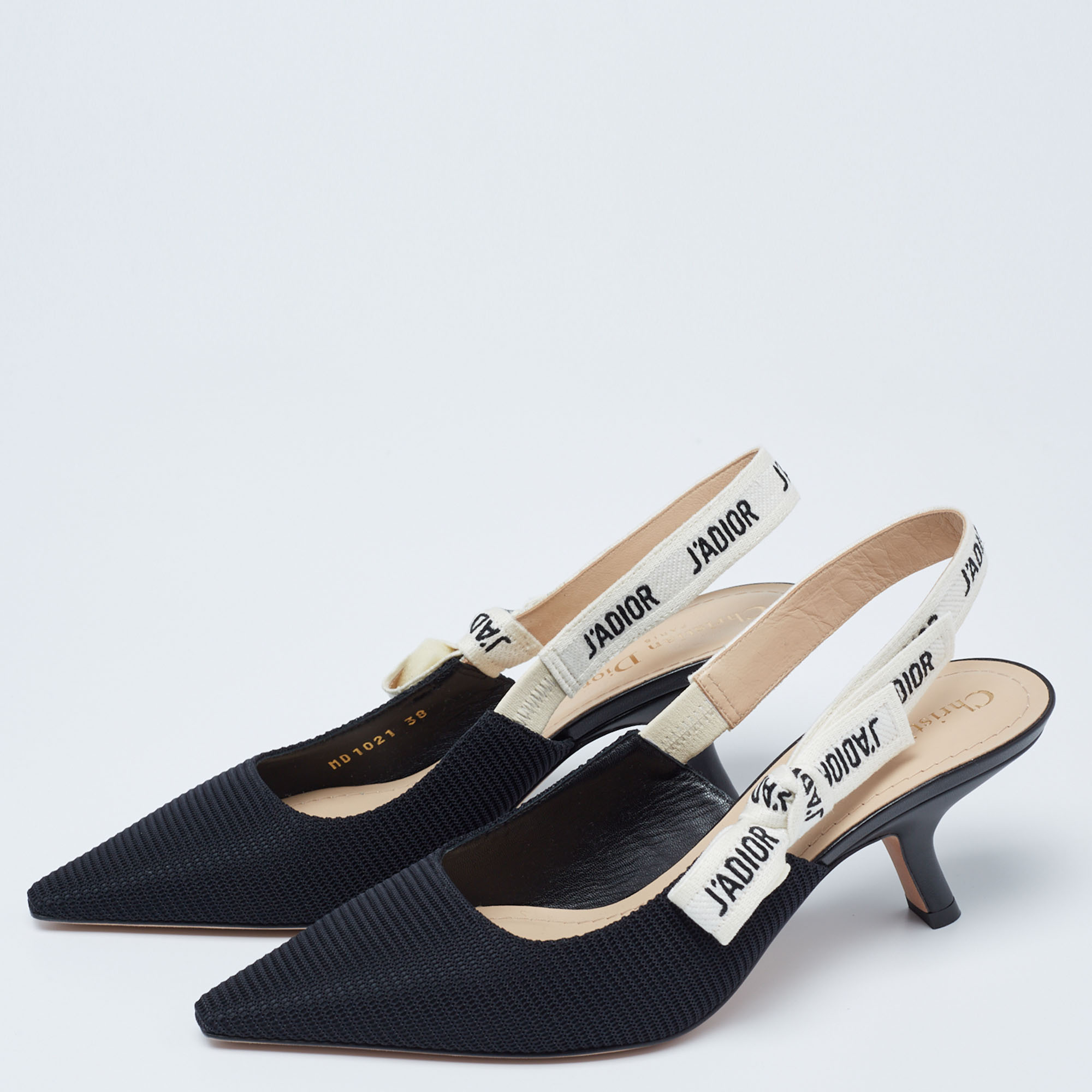 

Dior Black Technical Fabric and Ribbon J'adior Slingback Pumps Size