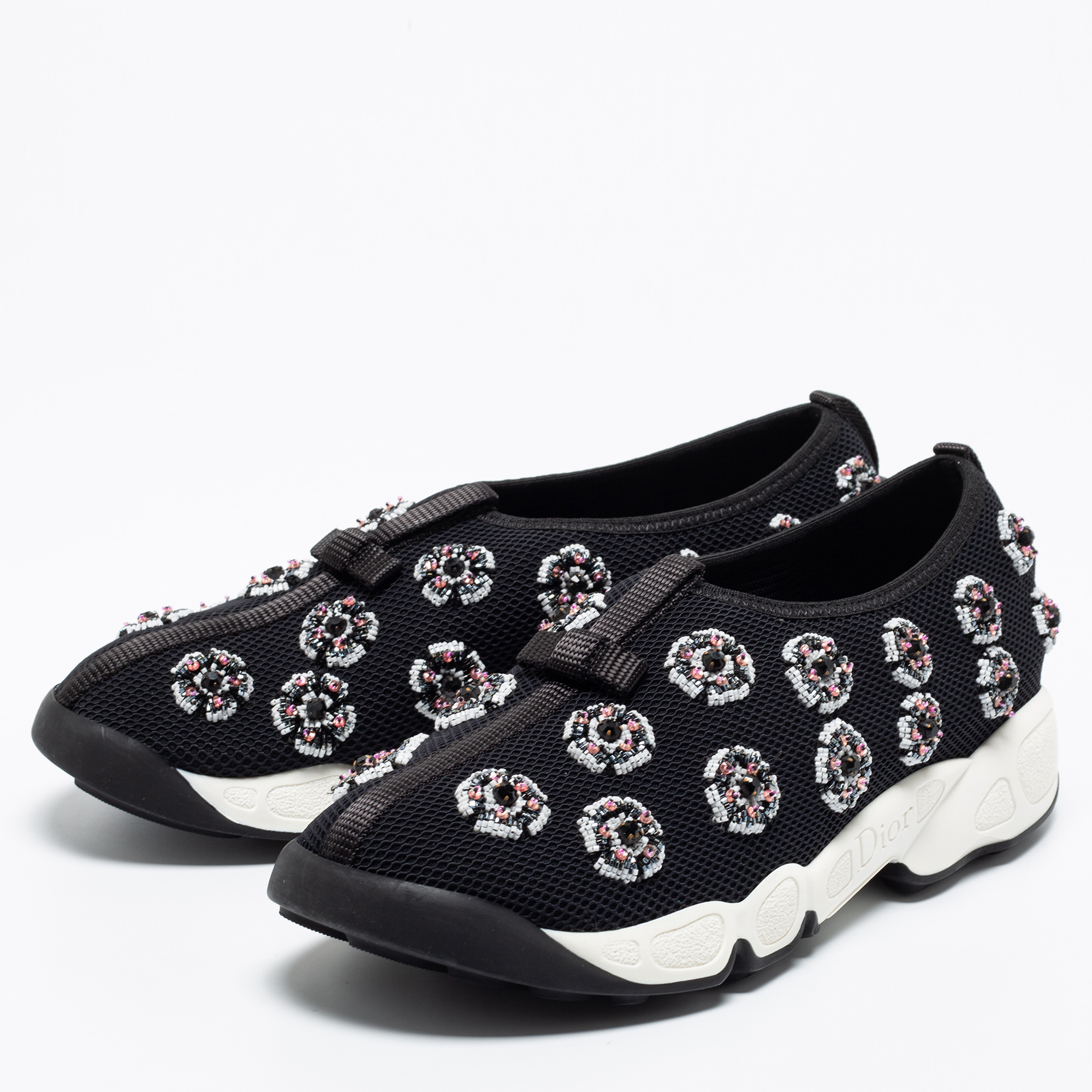 

Dior Black Mesh Sequins Embellished Fusion Slip On Sneakers Size