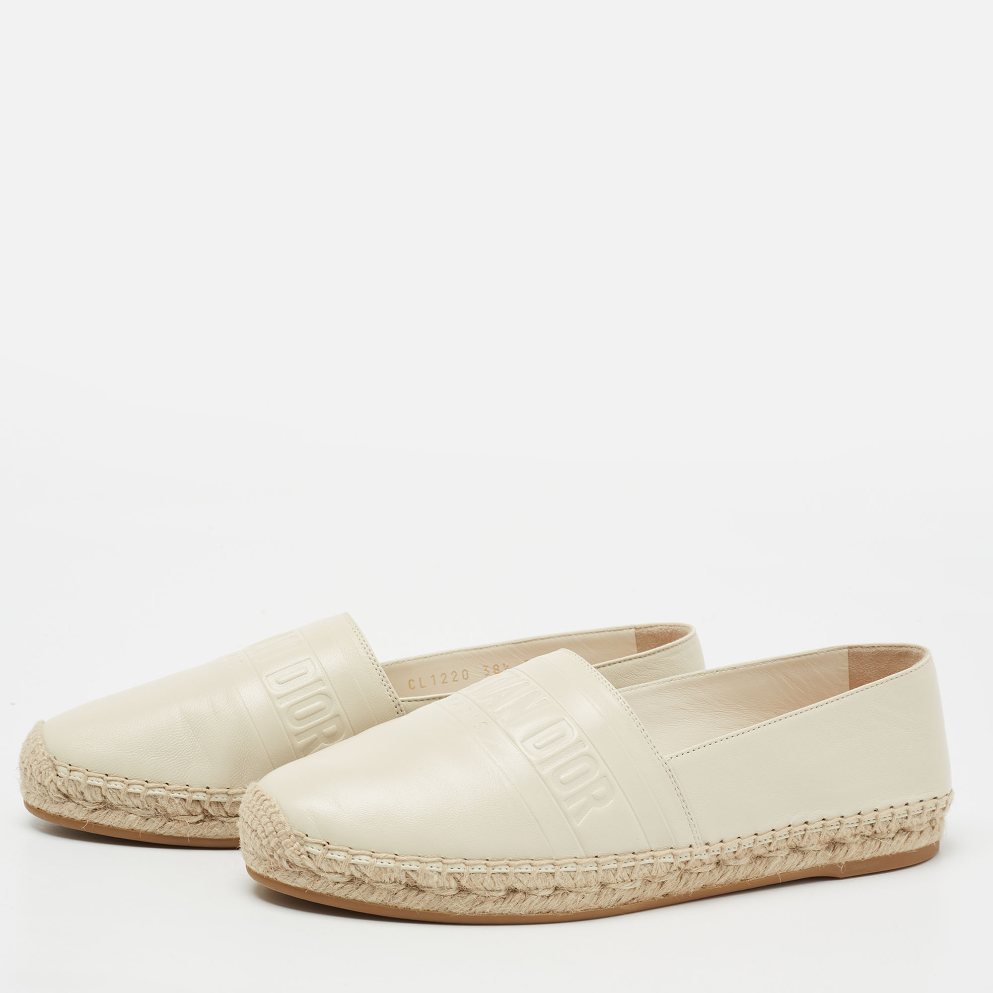 

Dior Cream Leather Granville Flat Espadrilles Size