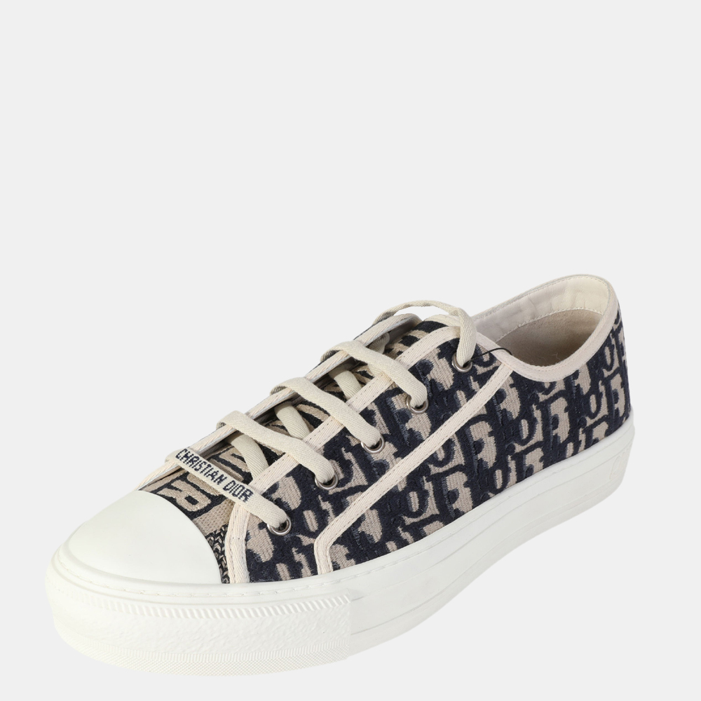 

Dior Wmns Deep Blue Dior Oblique Embroidered Cotton Walk'N'Dior Sneaker EUR, Beige