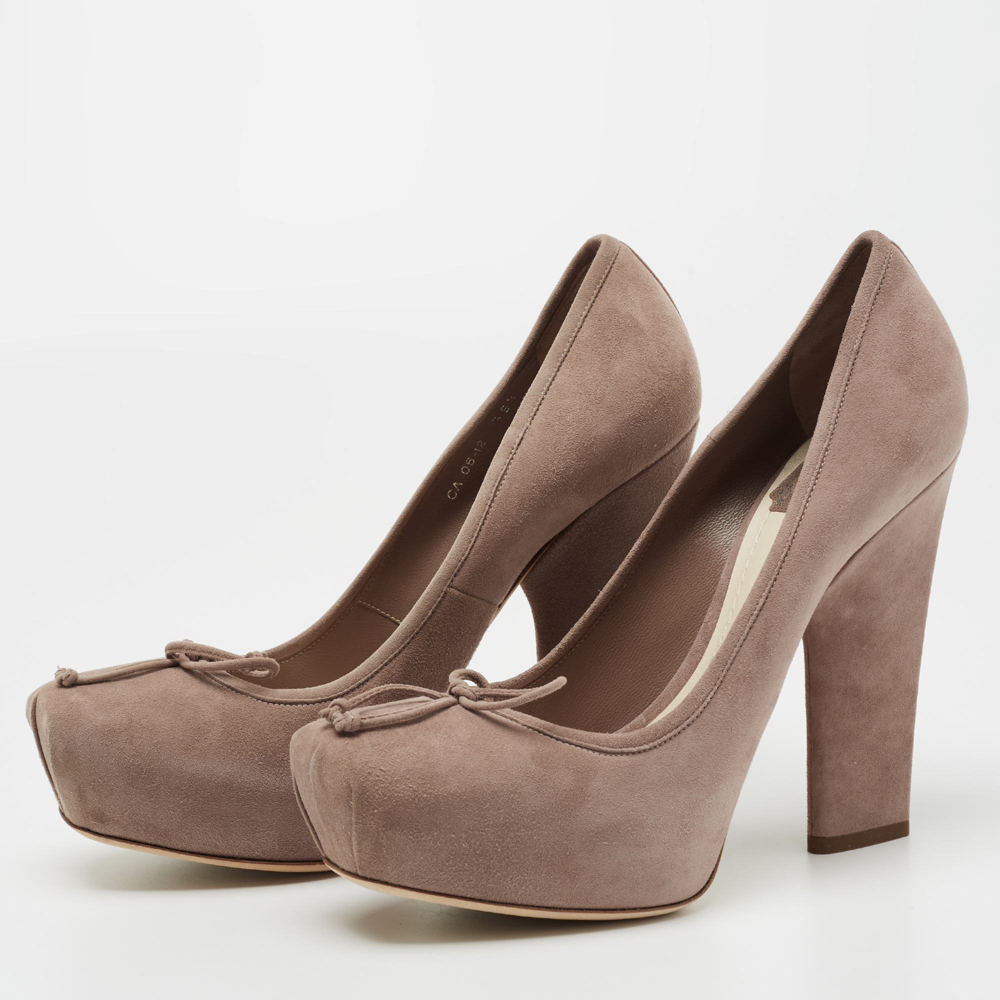 

Dior Beige Suede Bow Square Toe Block Heel Pumps Size