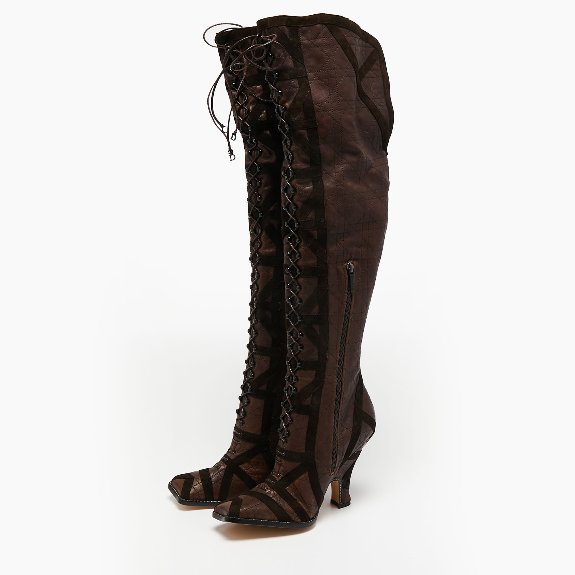 

Dior Brown Suede and Leather Knee-Length Boots Size