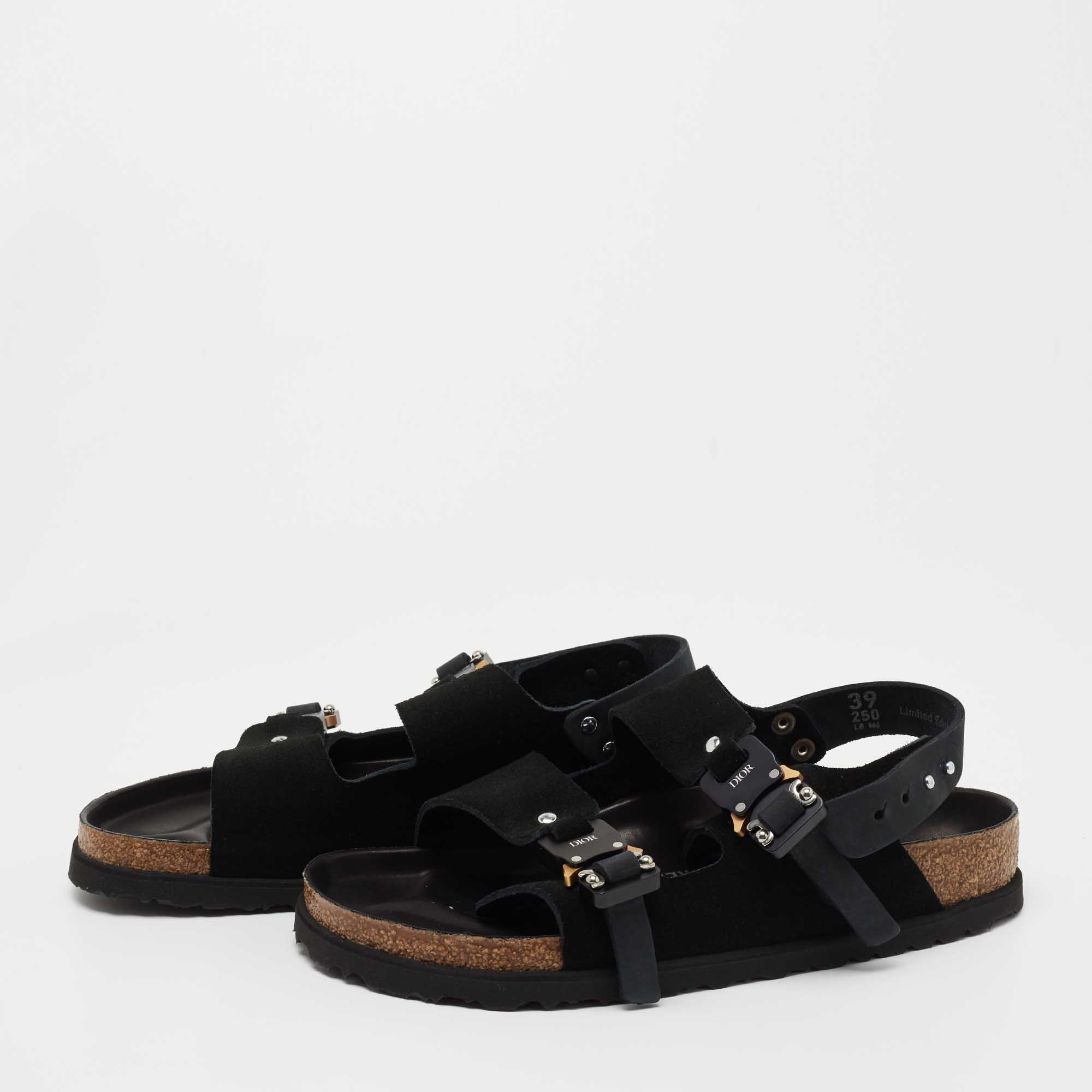 

Dior x Birkenstock Black Suede Milano Slingback Sandals Size