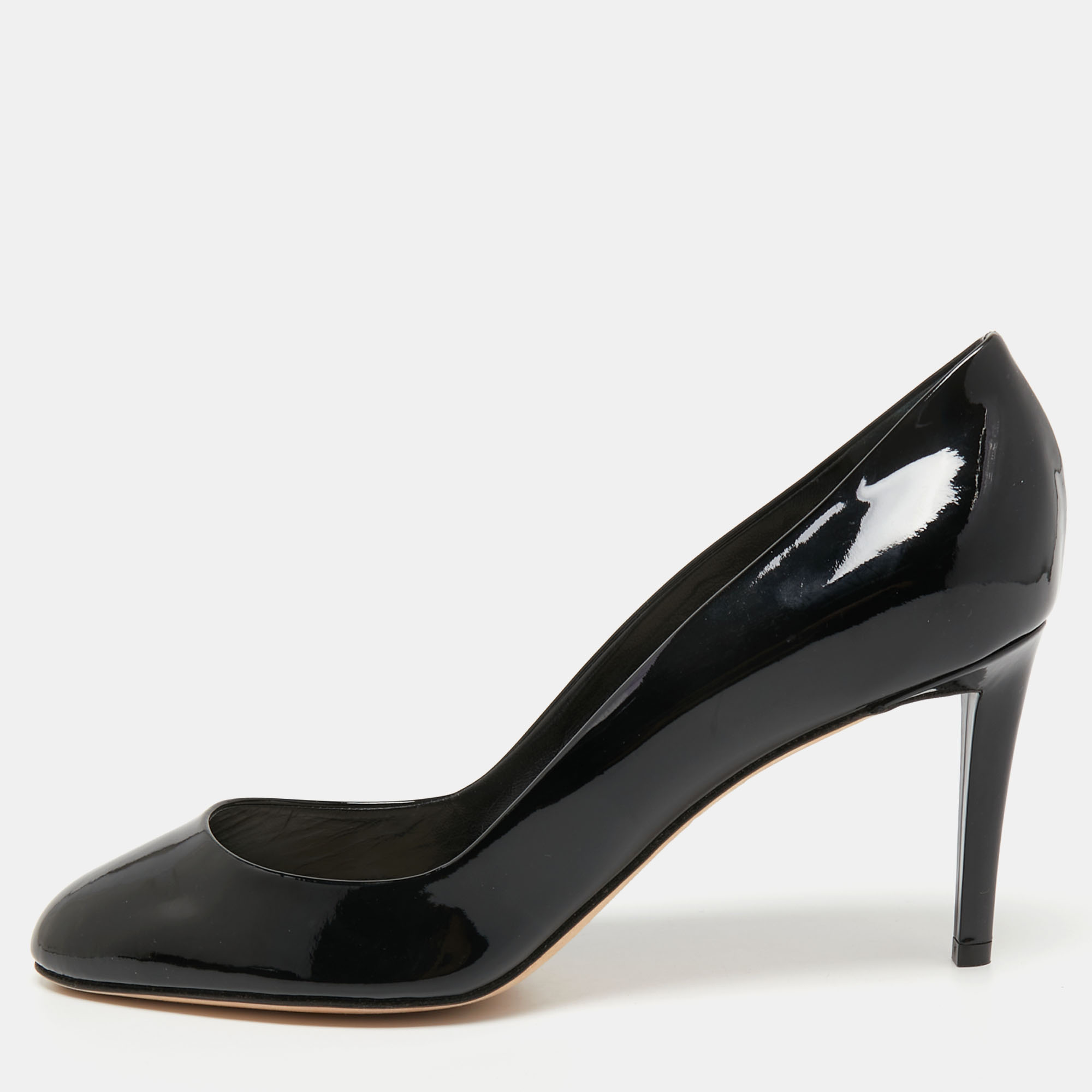 Pre Owned Dior Black Patent Leather Round Toe Pumps Size 42