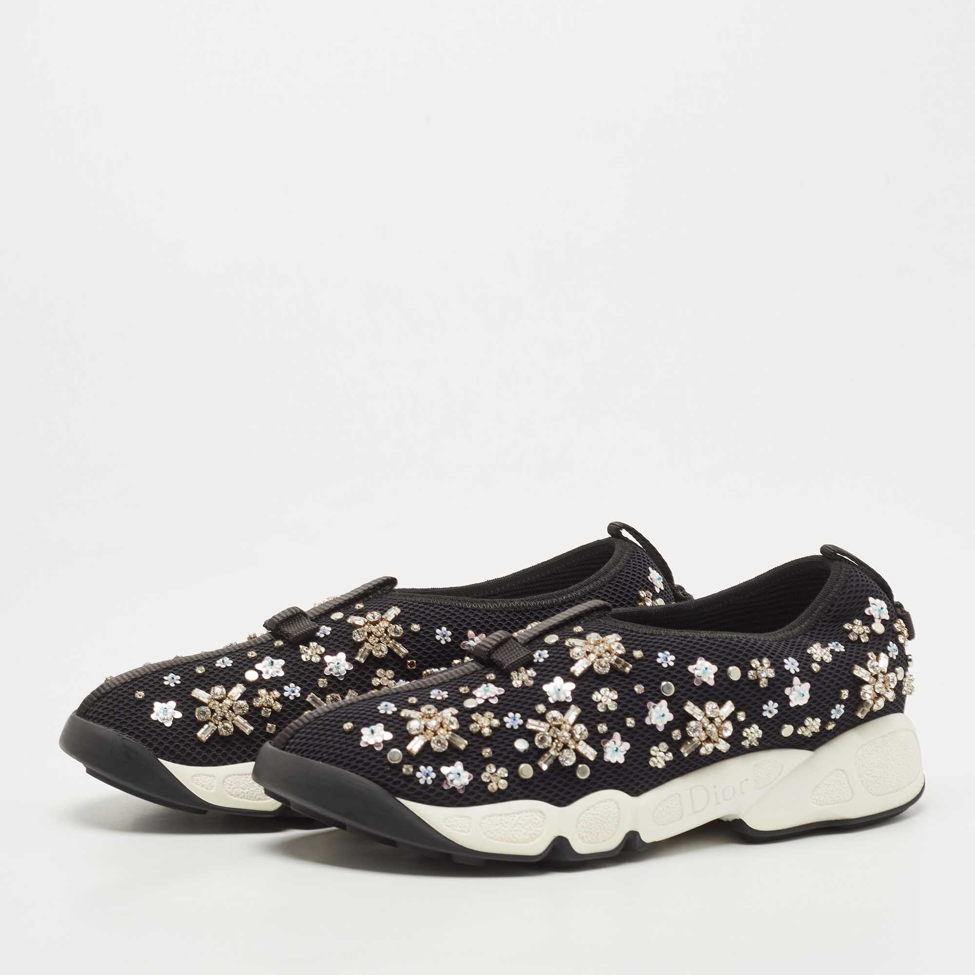 

Dior Black Mesh Crystal Embellished Fusion Low Top Sneakers Size