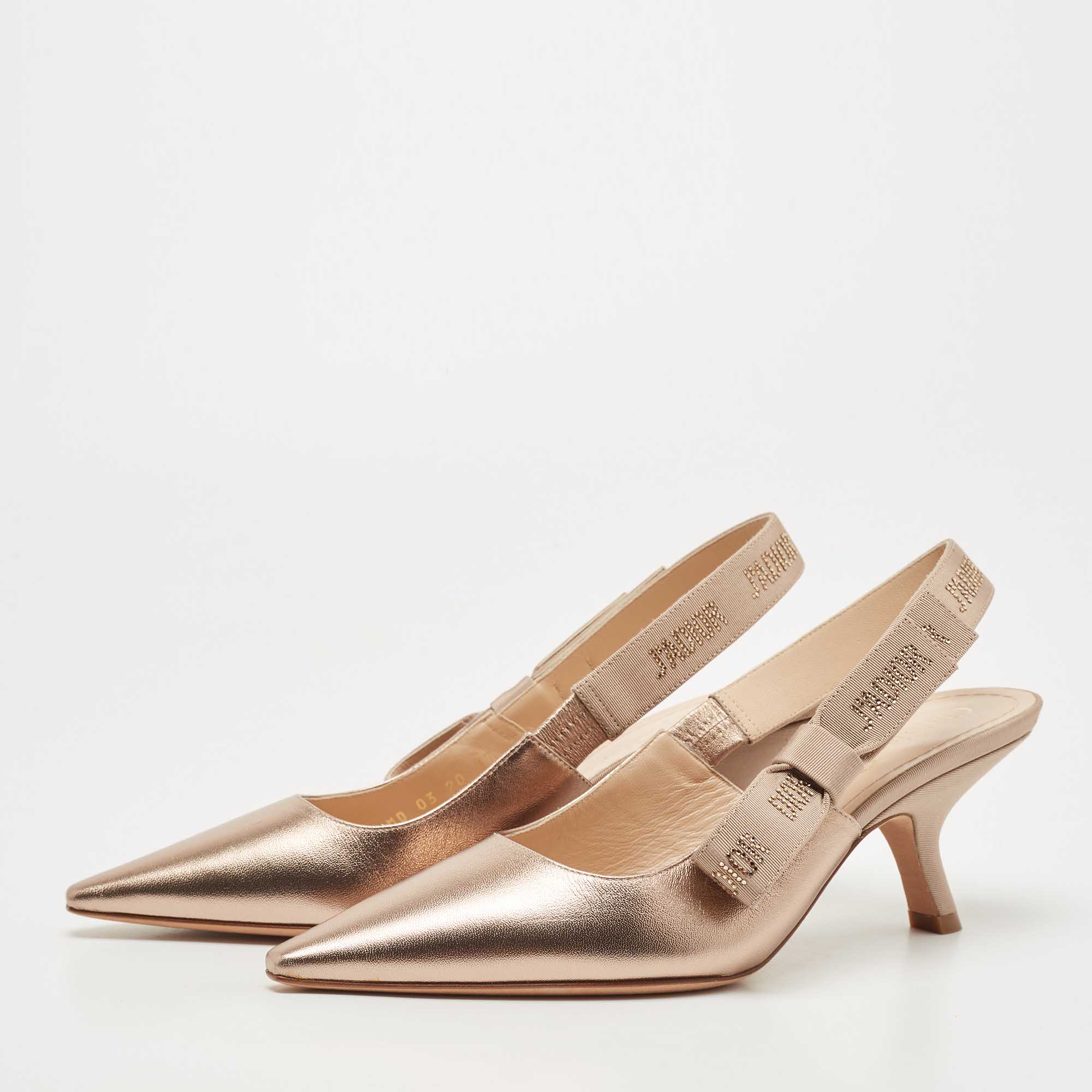 

Dior Metallic Leather Jadior Slingback Pumps Size