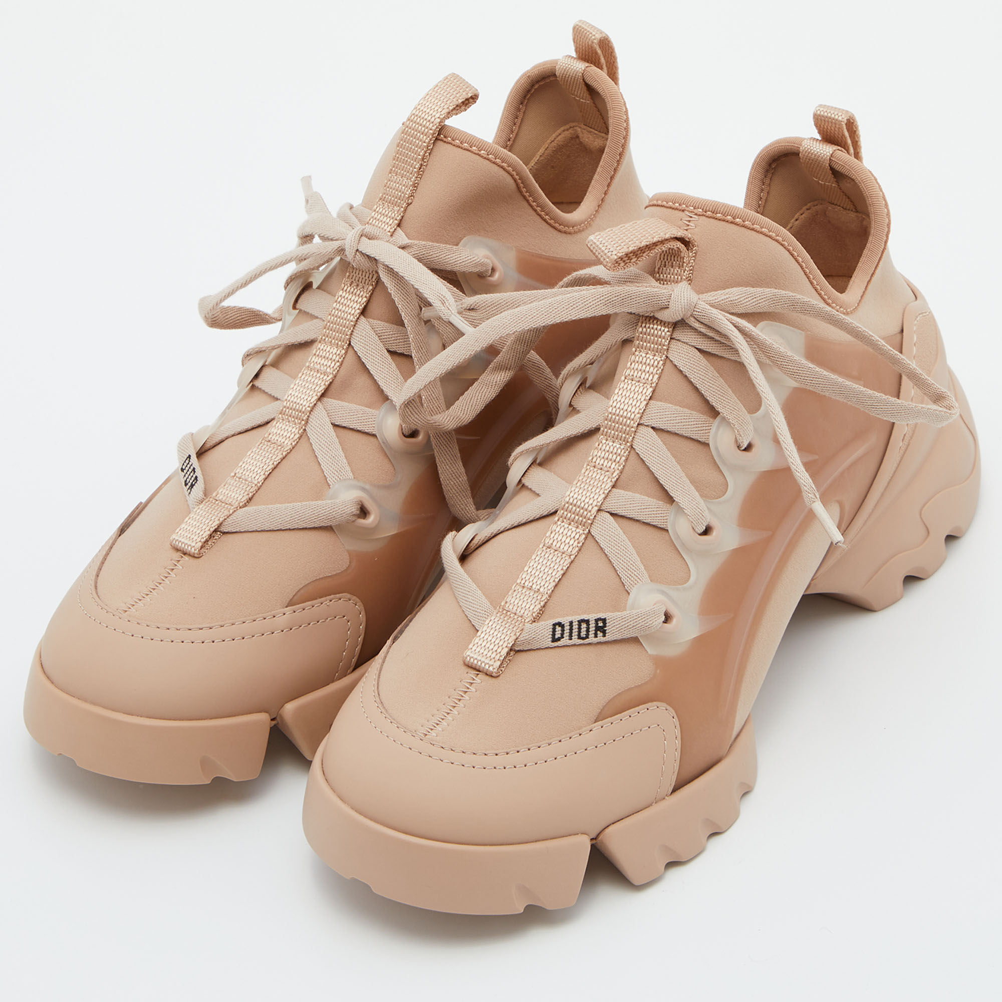 

Dior Peach Neoprene,Rubber and Leather D-Connect Sneakers Size, Orange