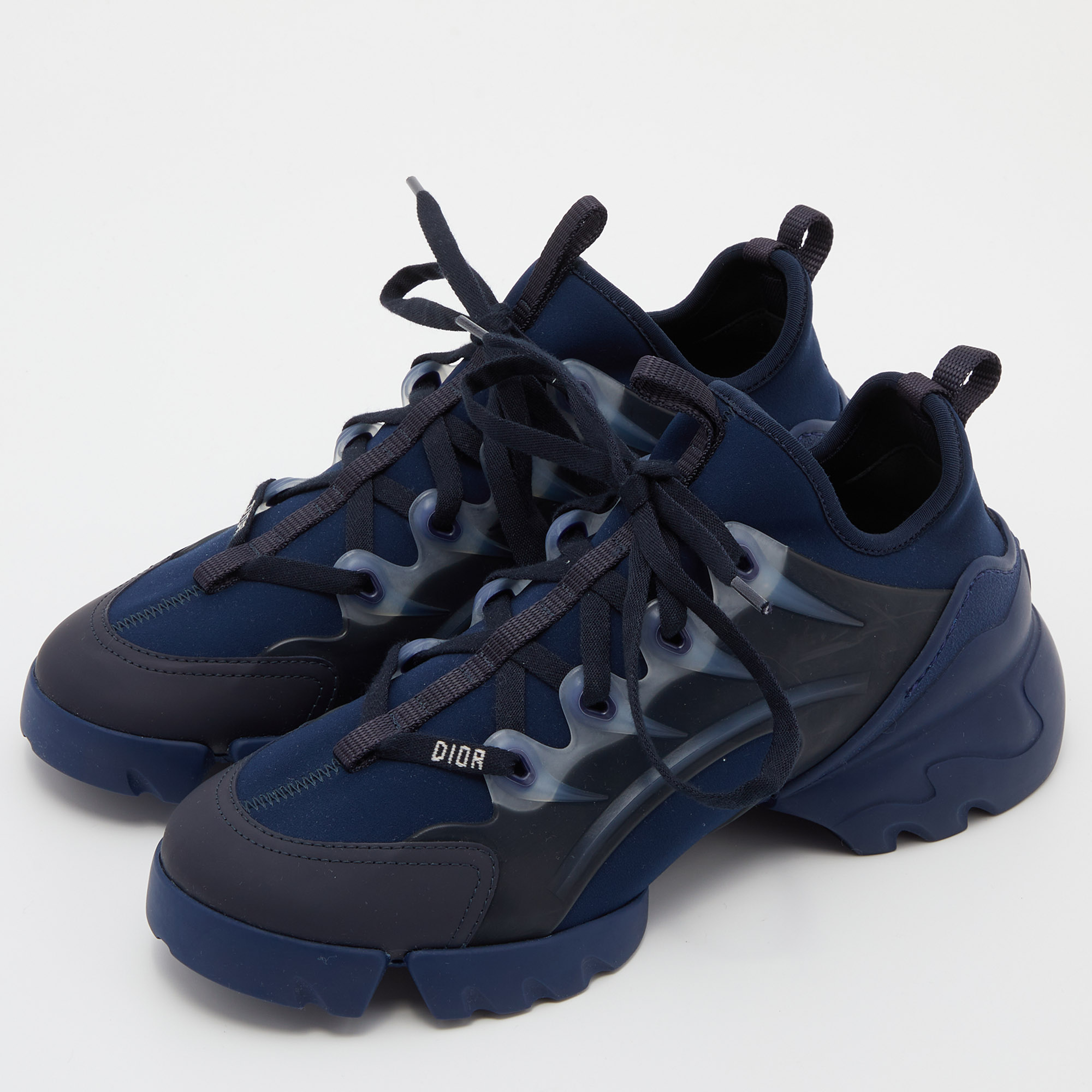 

Dior Navy Blue/Black Neoprene and Leather D-Connect Sneakers Size