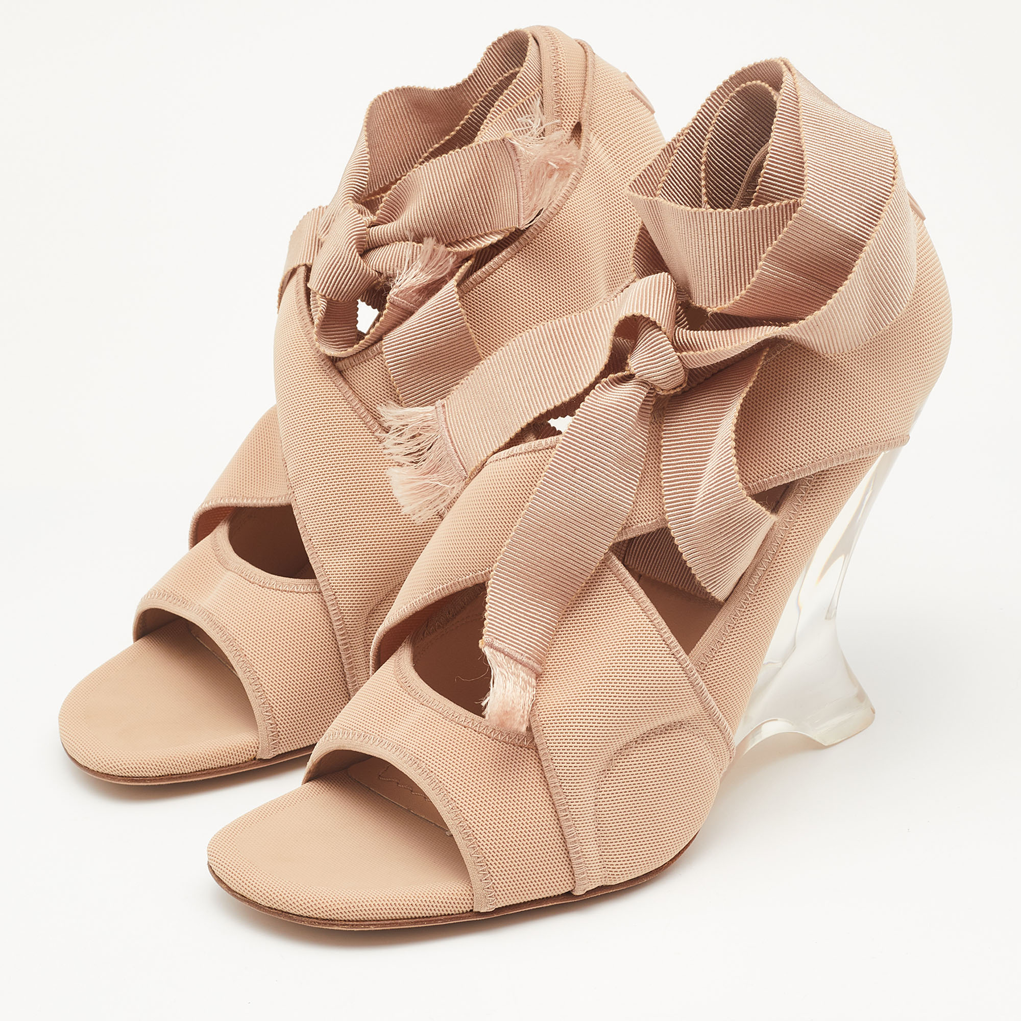 

Dior Beige Fabric Etoile Wedge Sandals Size