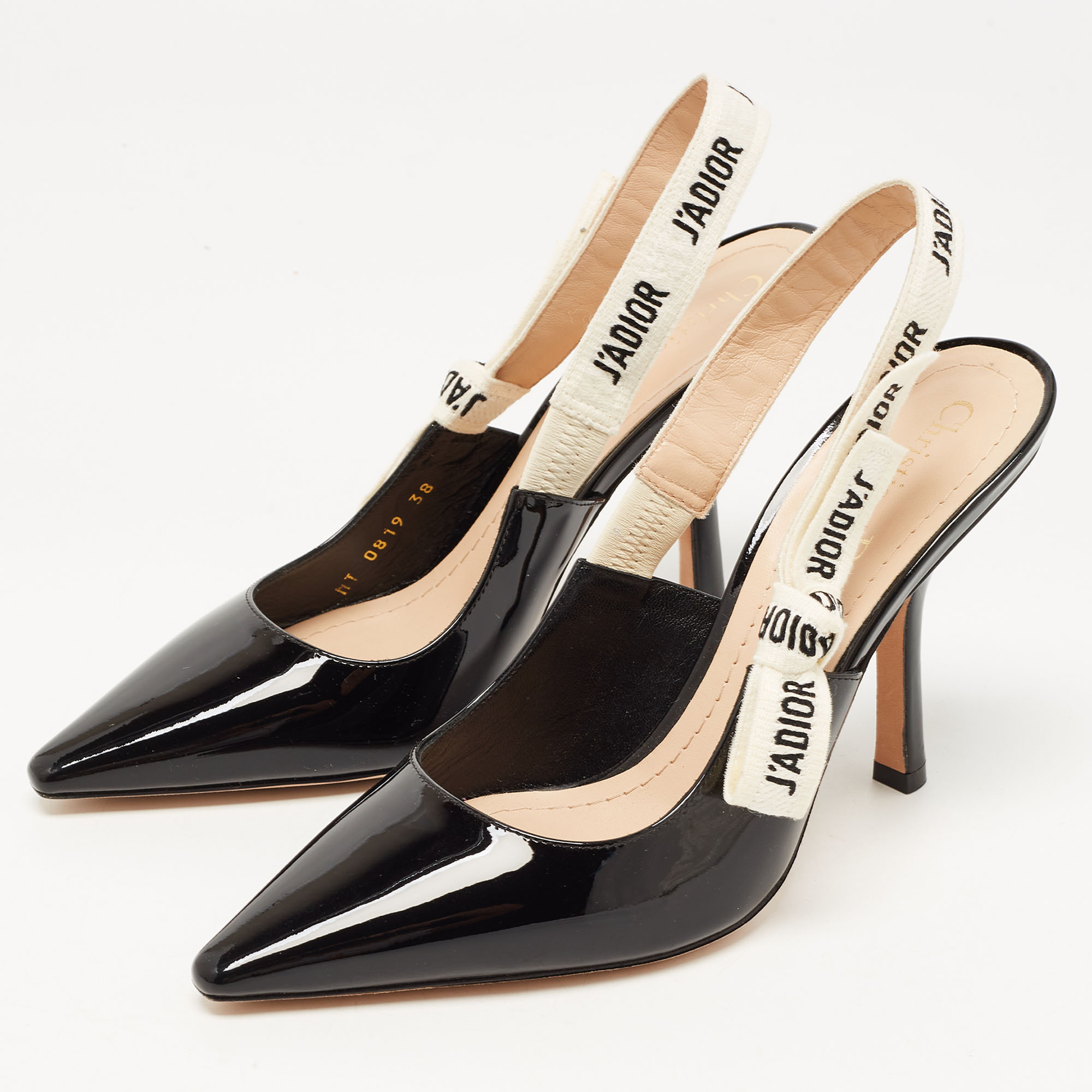 

Dior Black Patent Leather J'adior Slingback Pumps Size