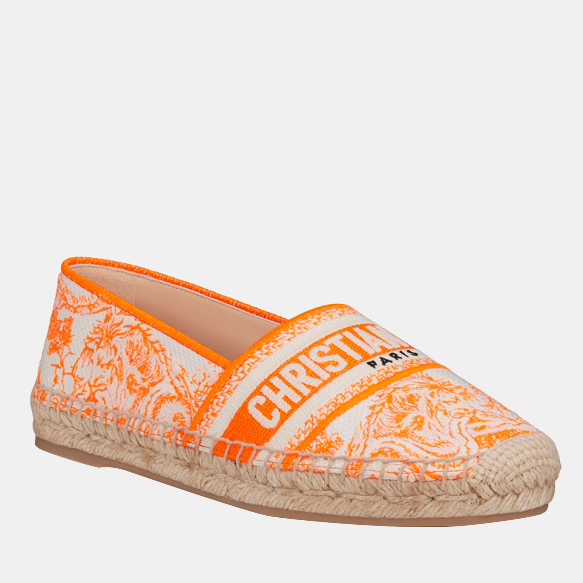 

DIOR Bright Orange Toile de Jouy Embroidered Cotton GRANVILLE ESPADRILLE KDB578TJU74W38