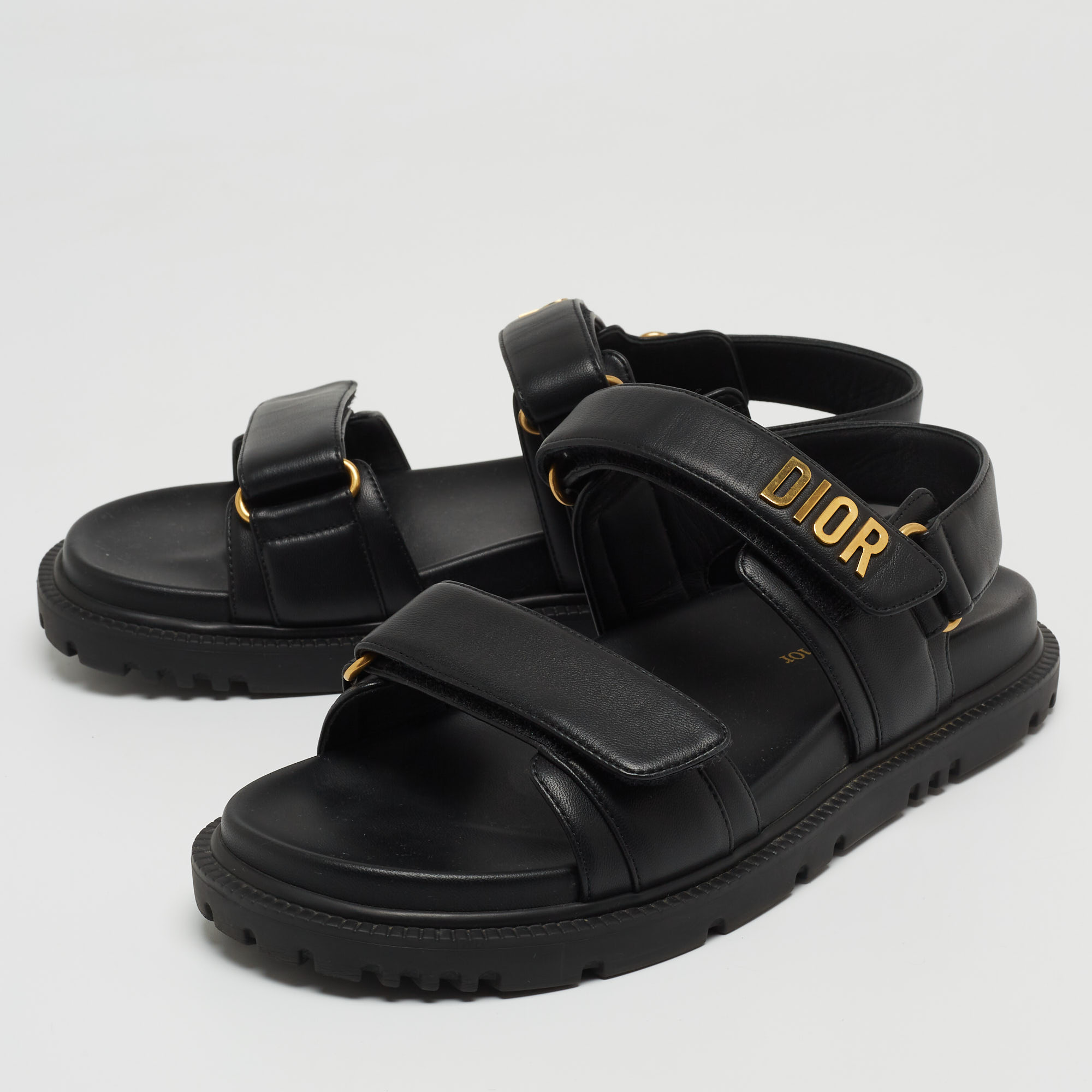 

Dior Black Leather DiorAct Sandals Size