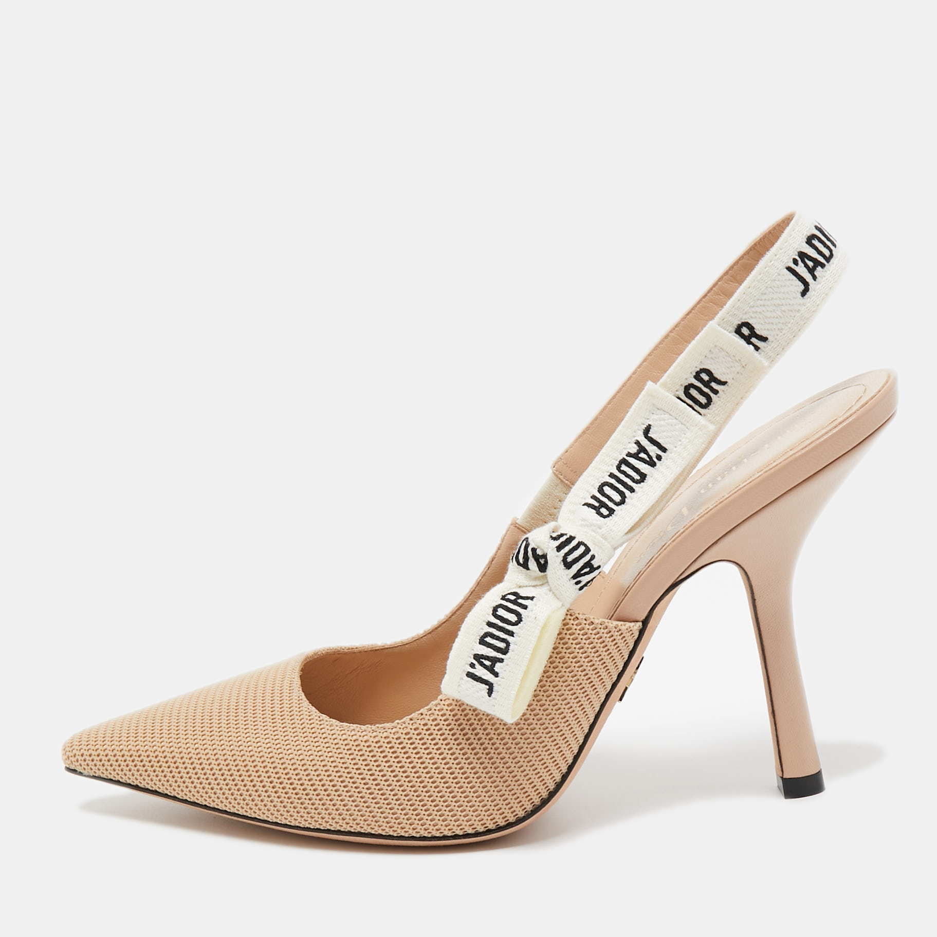 Pre Owned Dior Beige Technical Fabric J'adior Slingback Pumps Size 38