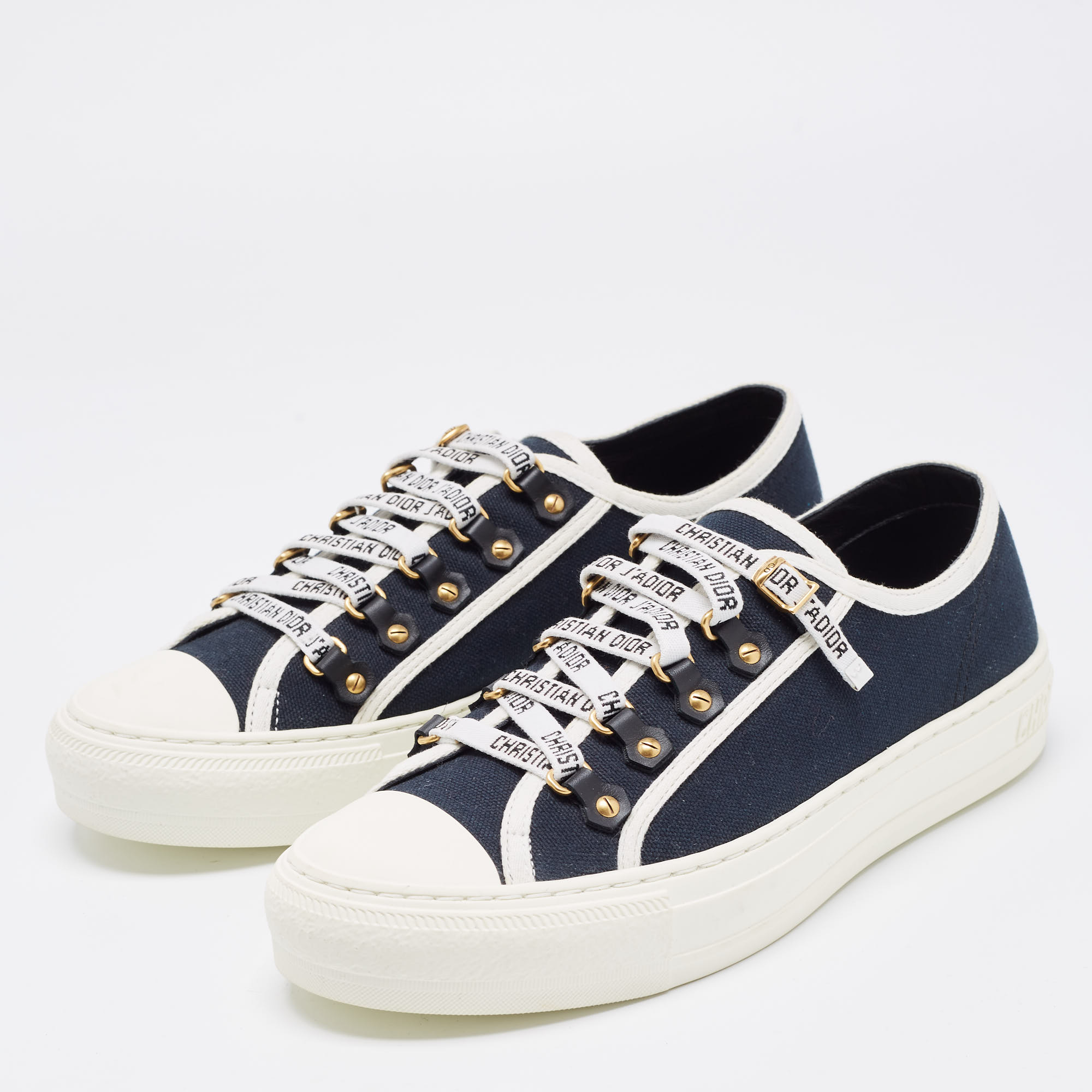 

Dior Black/Navy Blue Canvas Walk'n'Dior Low Top Sneakers Size