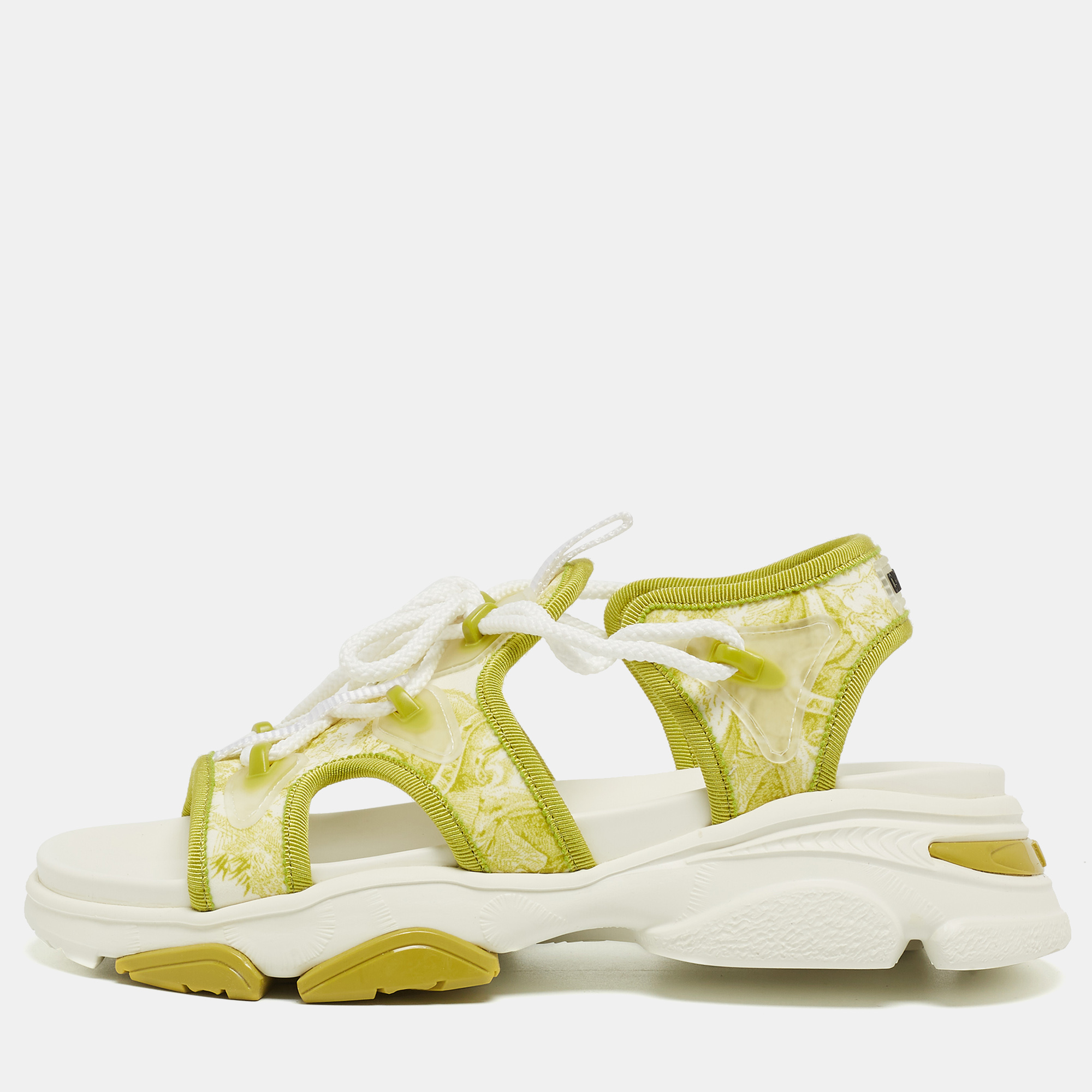 

Dior Green/White Canvas and PVC D-Connect Sandals Size