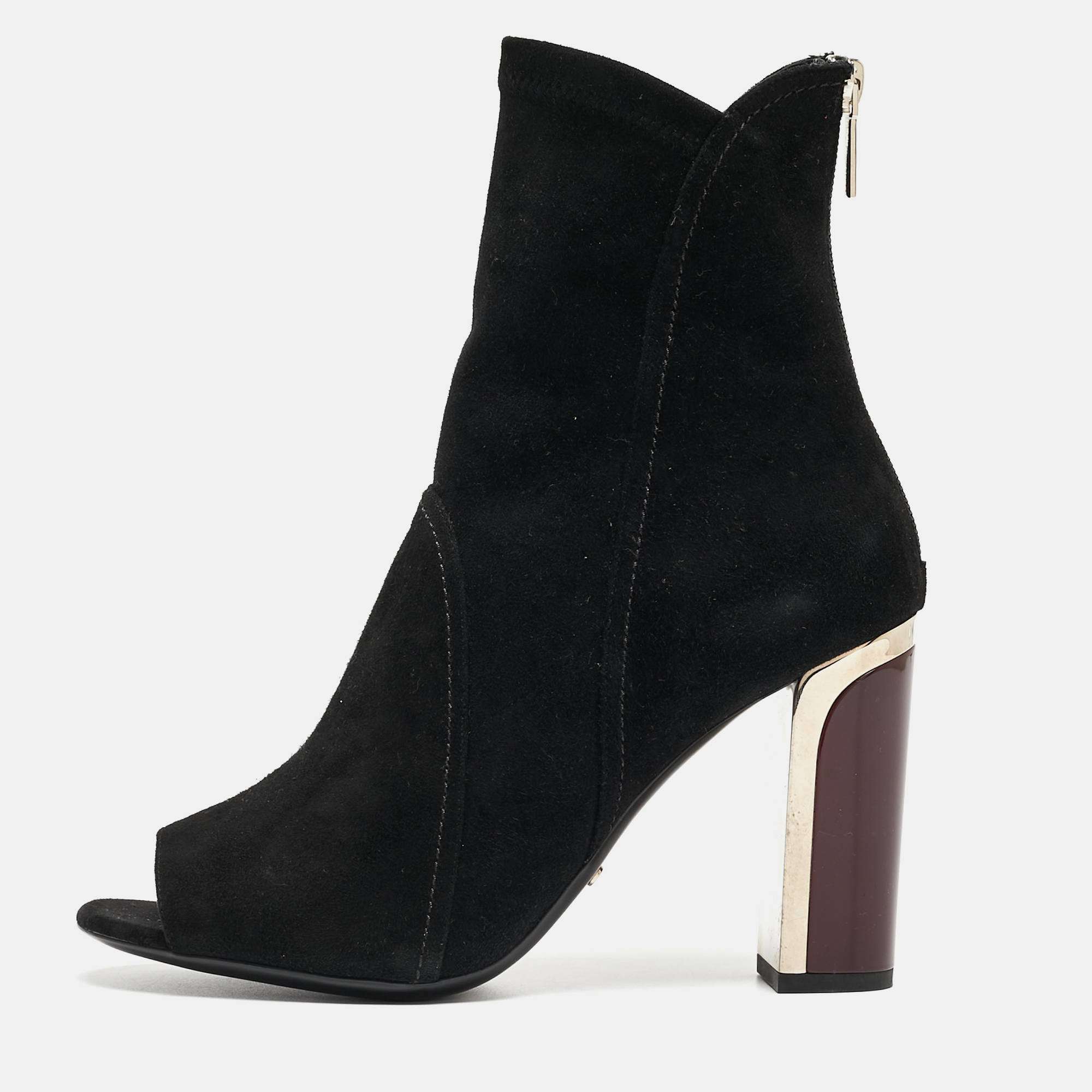 Pre Owned Dior Black Suede Open Toe Ankle Booties Size 39