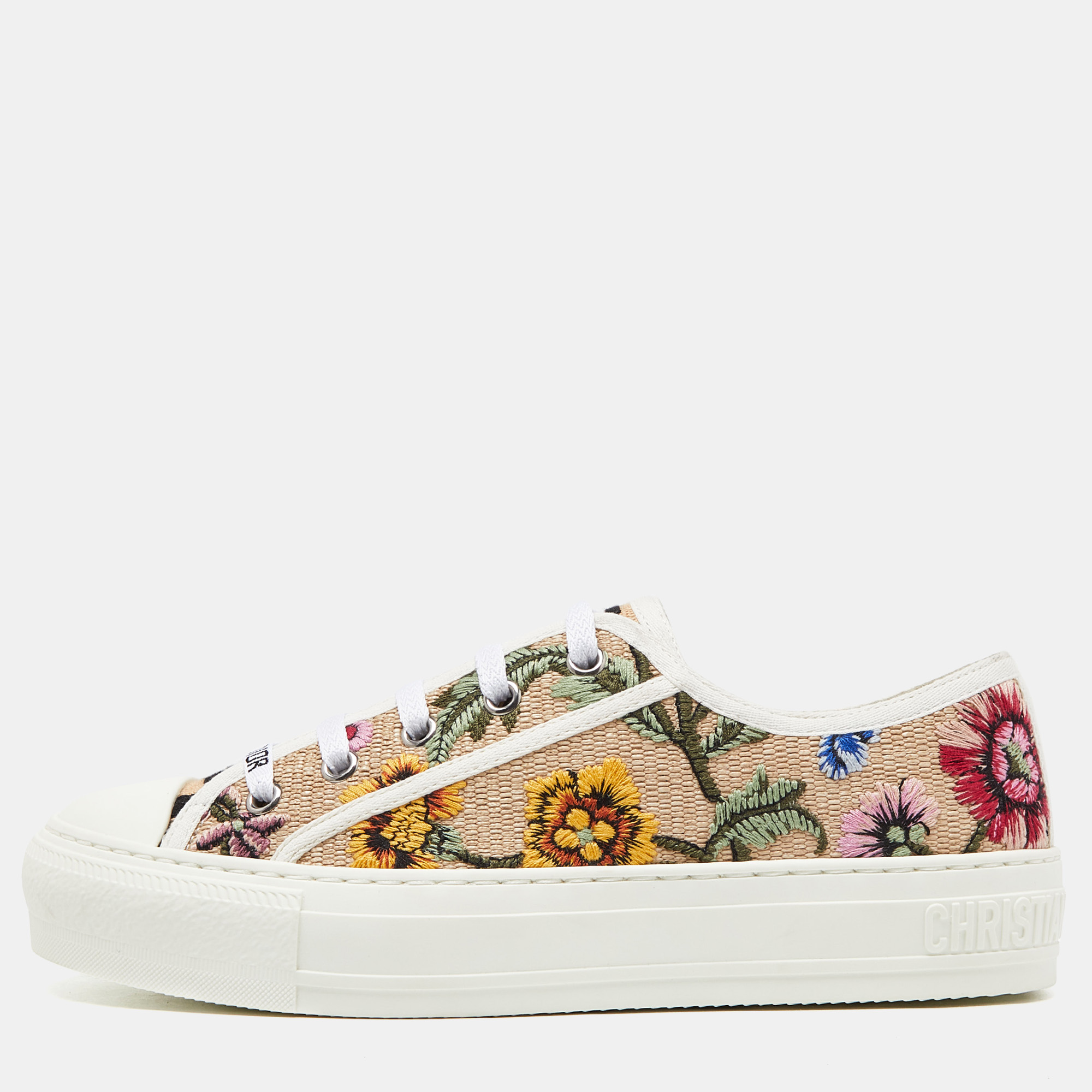 

Dior Beige Floral Embroidered Canvas Walk'n'Dior Sneakers Size