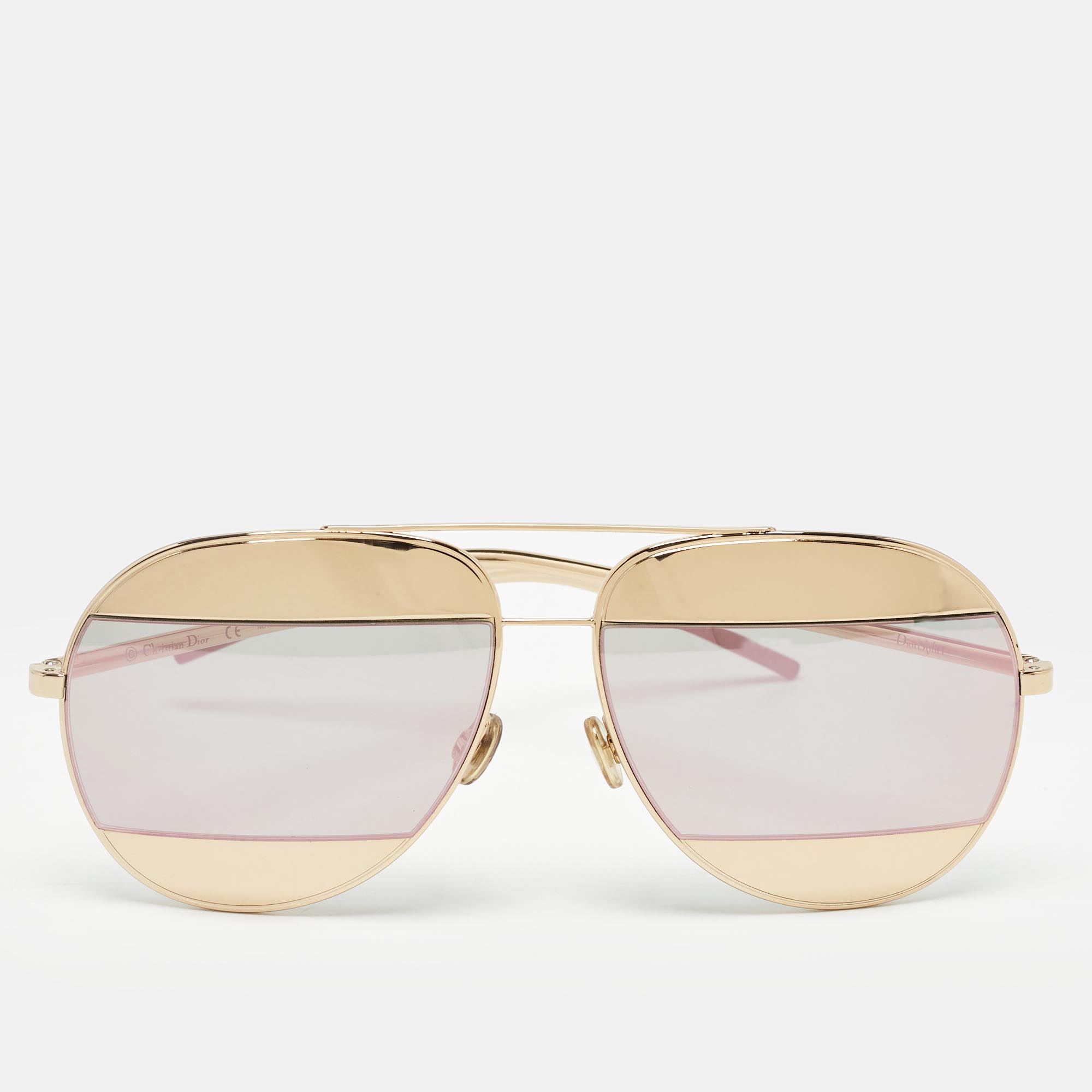 

Dior Gold/Silver Mirrored DiorSplit1 Aviator Sunglasses
