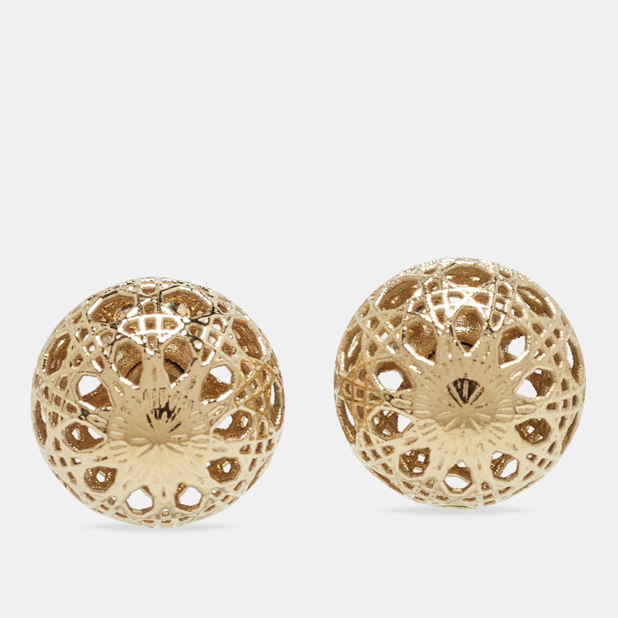 

Dior Mise En Dior Tribales Cannage Gold Tone Stud Earrings