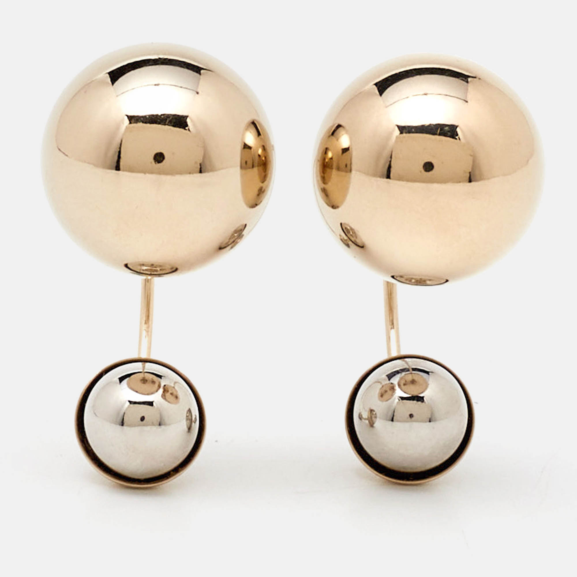 Pre-owned Dior Two-tone Ultra Half Hoop Earrings In Gold