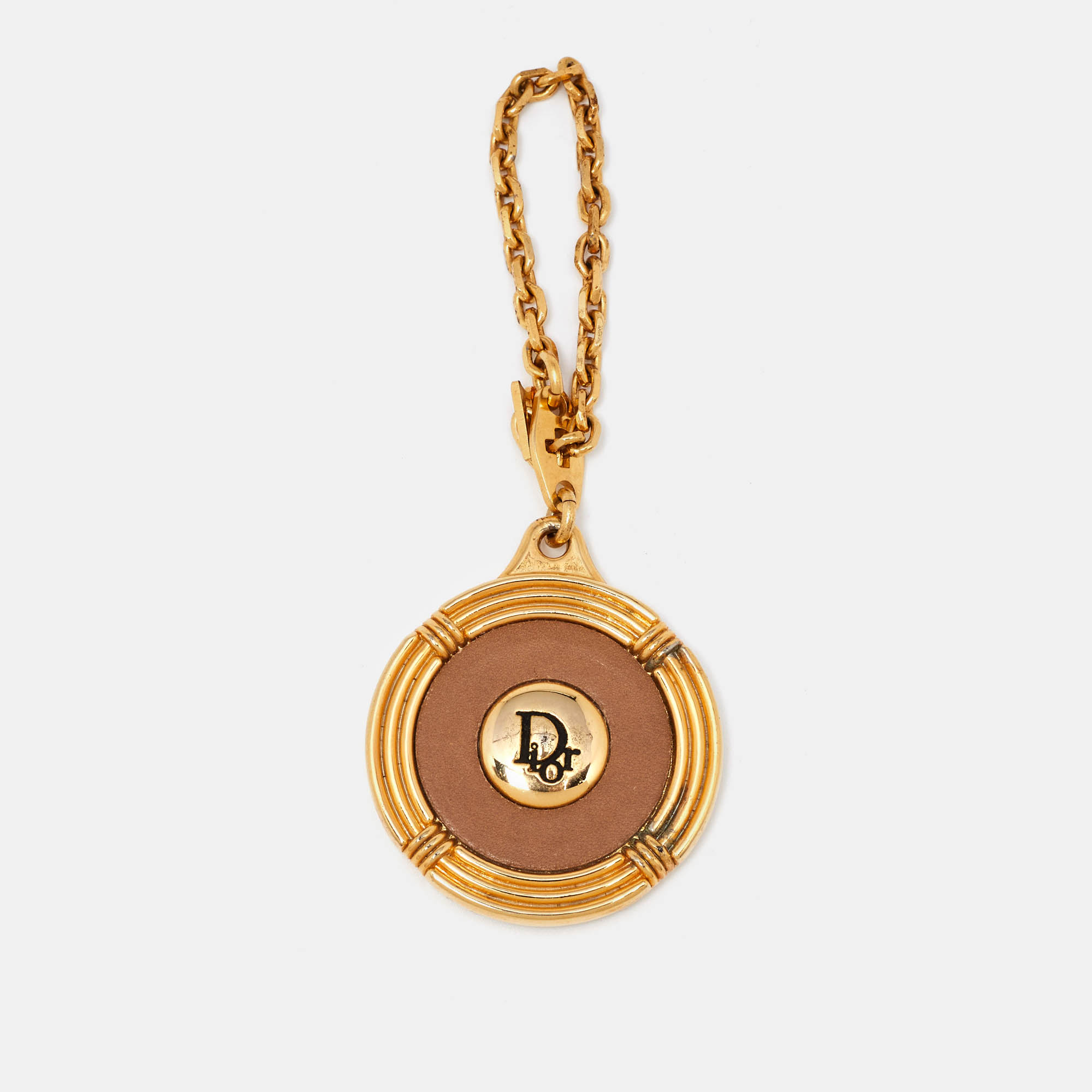 

Dior Brown Leather Gold Tone Keychain