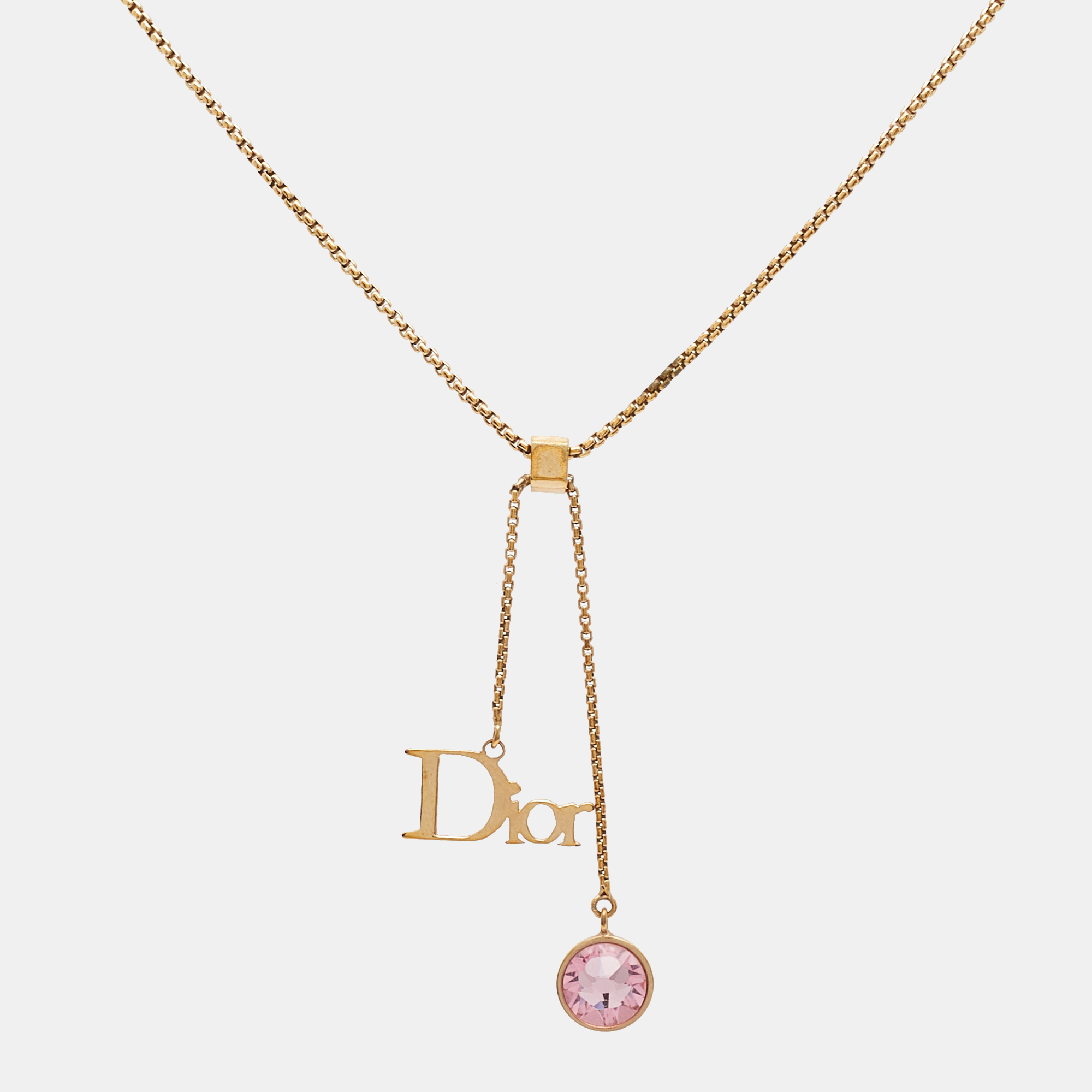 

Dior Pink Crystal Gold Tone Necklace