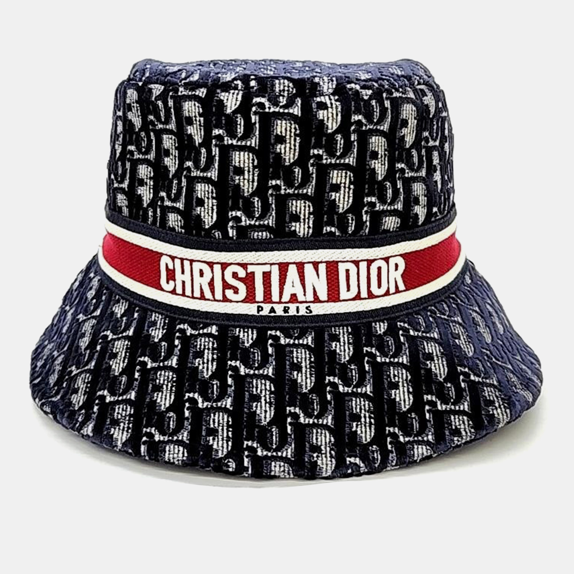 

Christian Dior Blue/Red Velvet Oblique Large Brim Bucket Hat 58