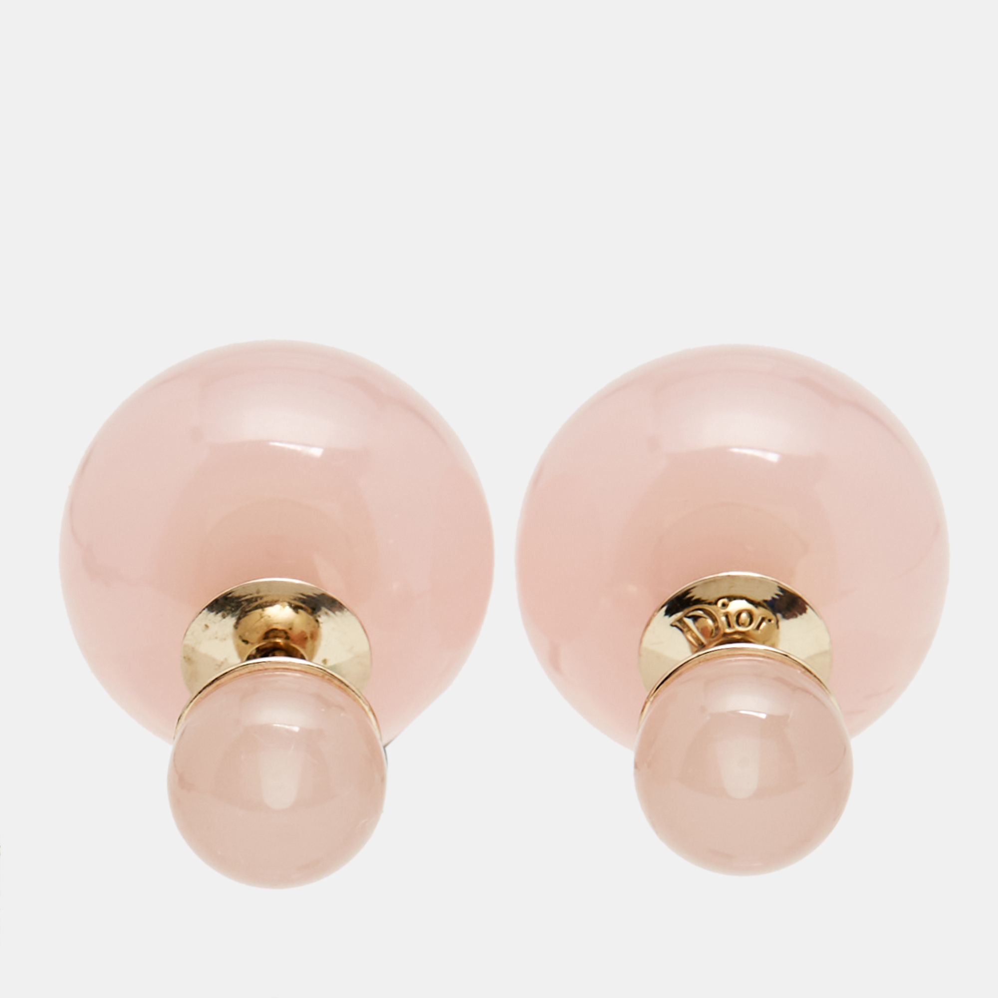 Pre-owned Dior Tribales Pink Resin Gold Tone Stud Earrings