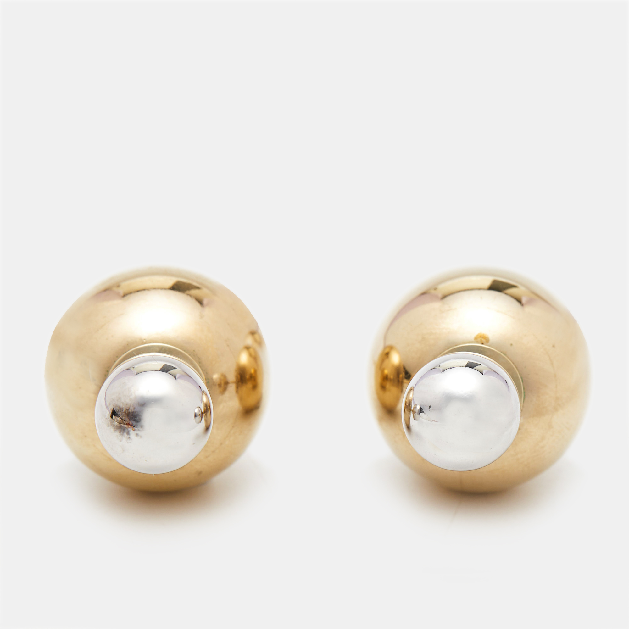 Pre-owned Dior Two-tone Ultra Earrings In Gold