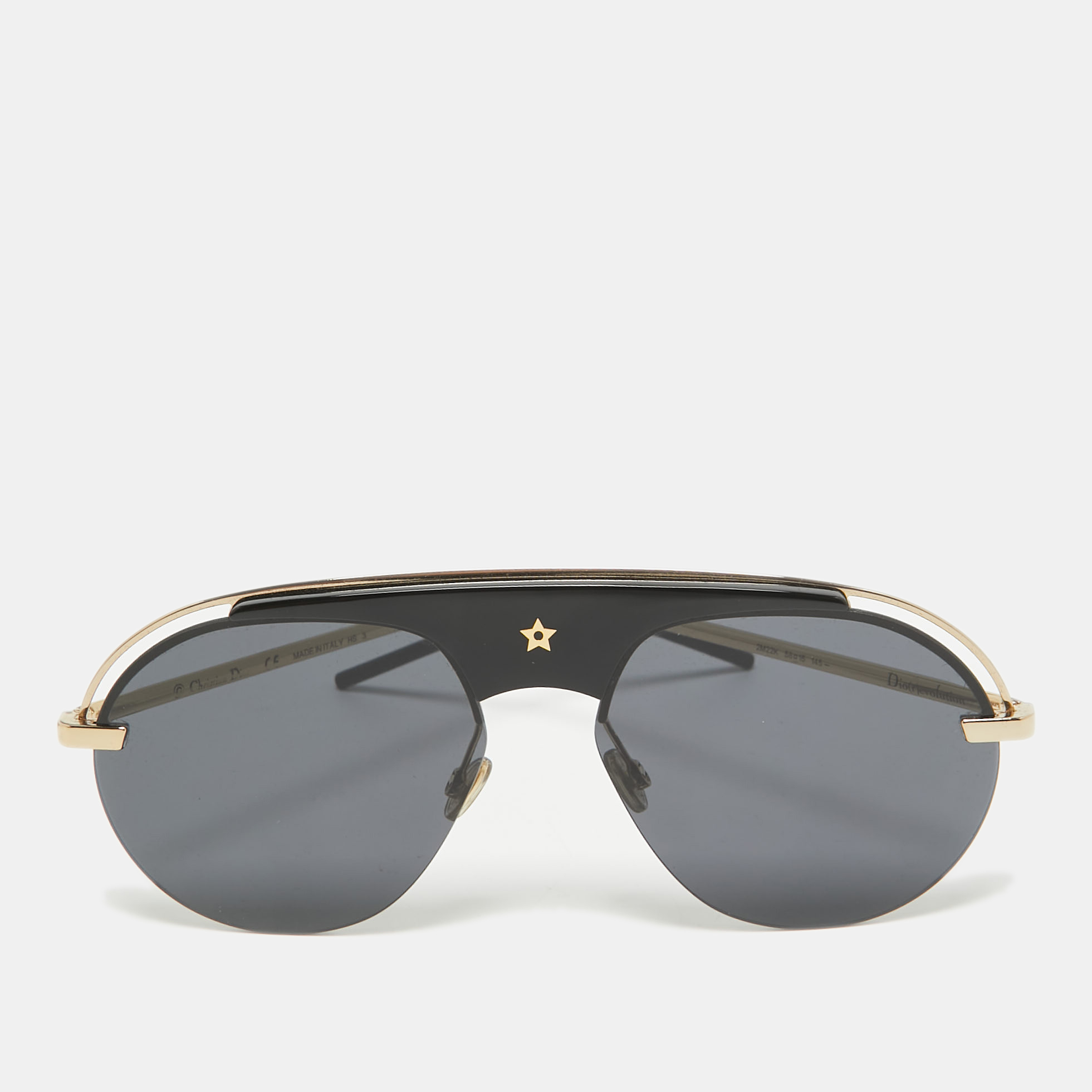 Pre-owned Dior Gold Tone/grey Dio(r)evolution Aviator Sunglasses In Black