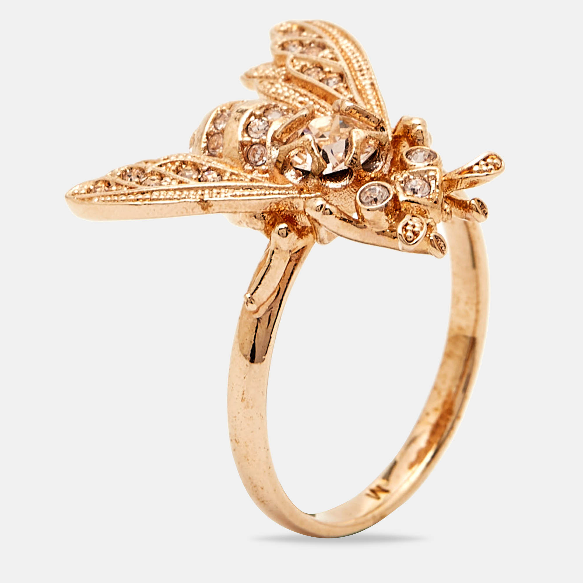 

Dior Bee Crystals Gold Tone Ring Size