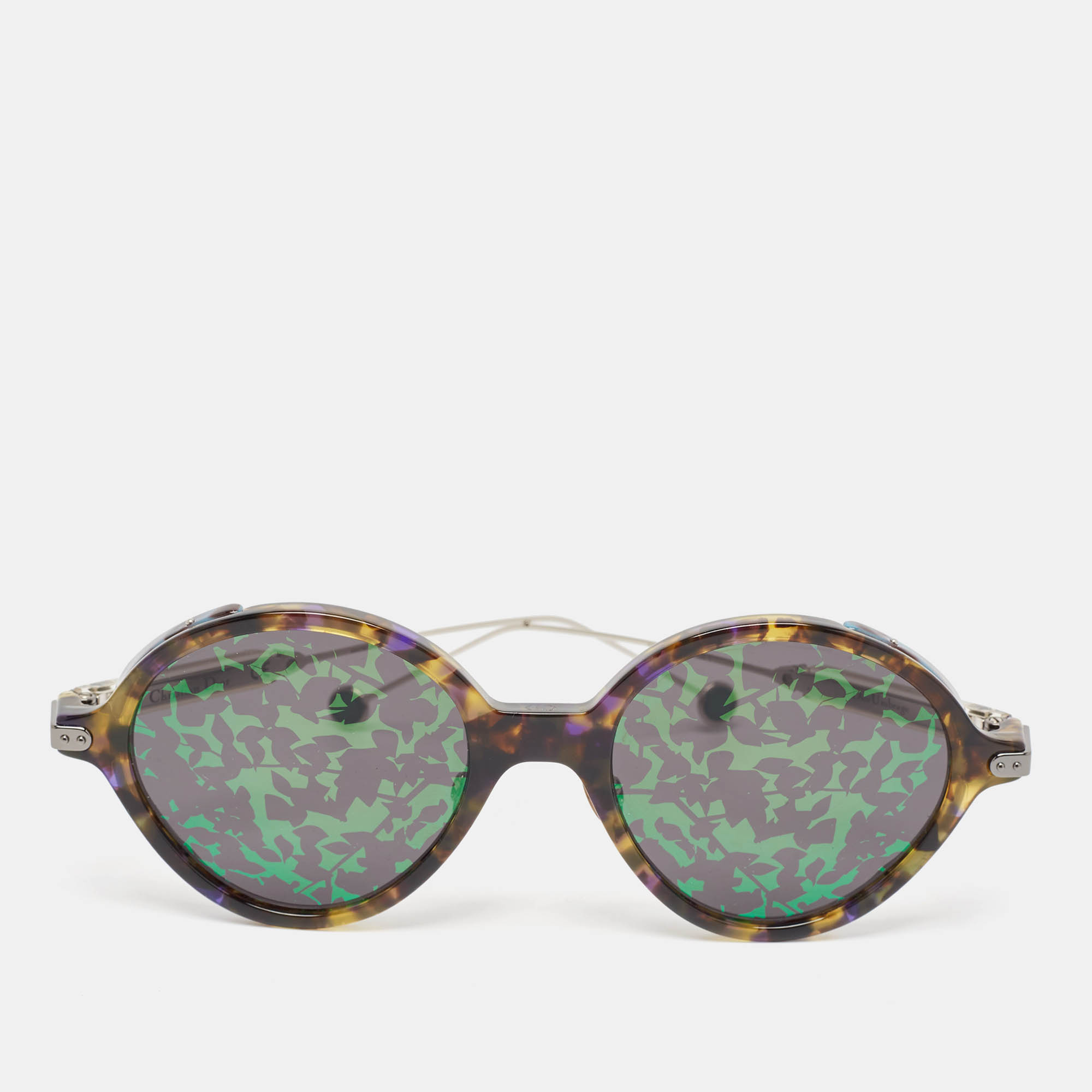 

Dior Yellow Havana/Green Mirrored OX8TW Umbrage Round Sunglasses