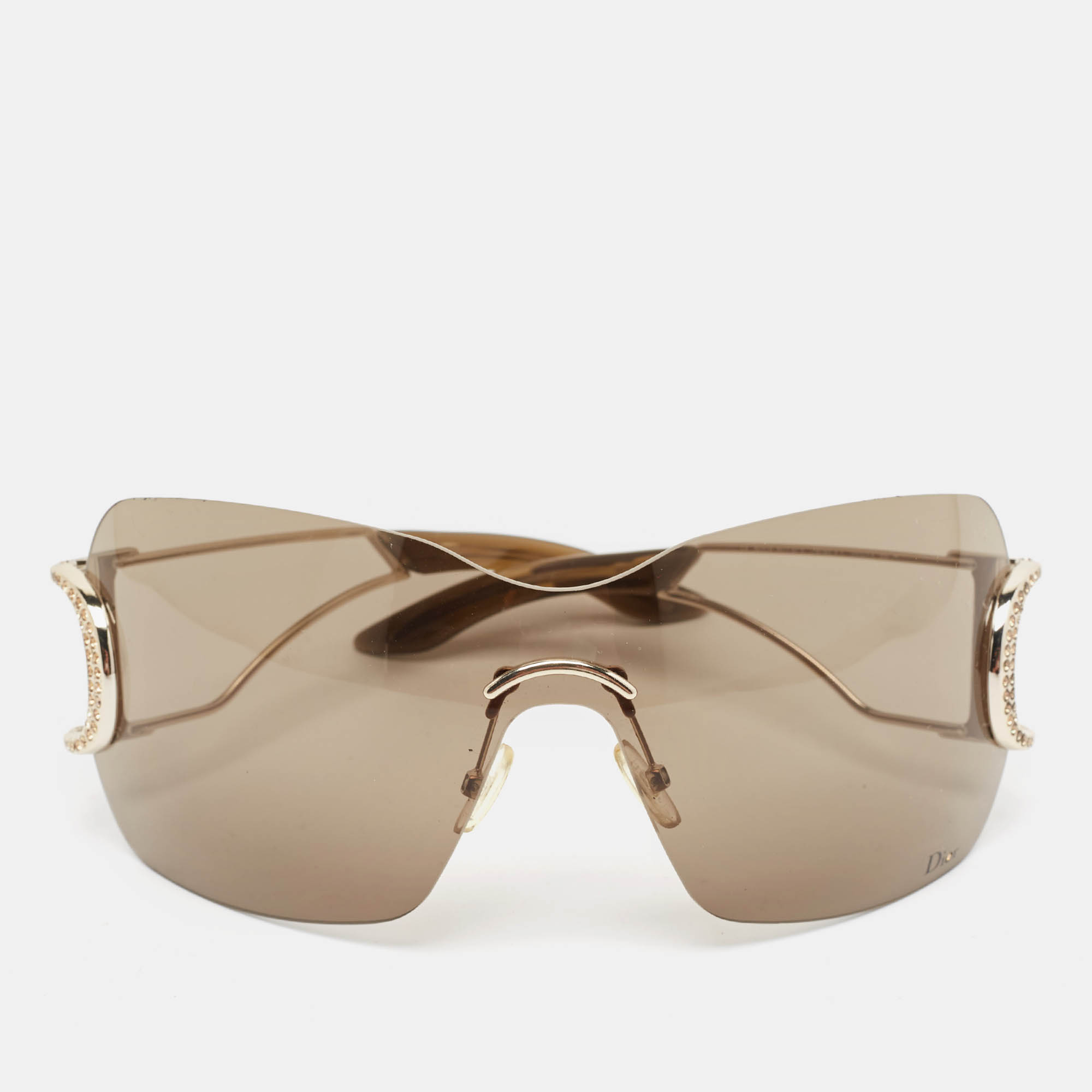 

Dior Brown Gradient Diorly1 Crystals Shield Sunglasses