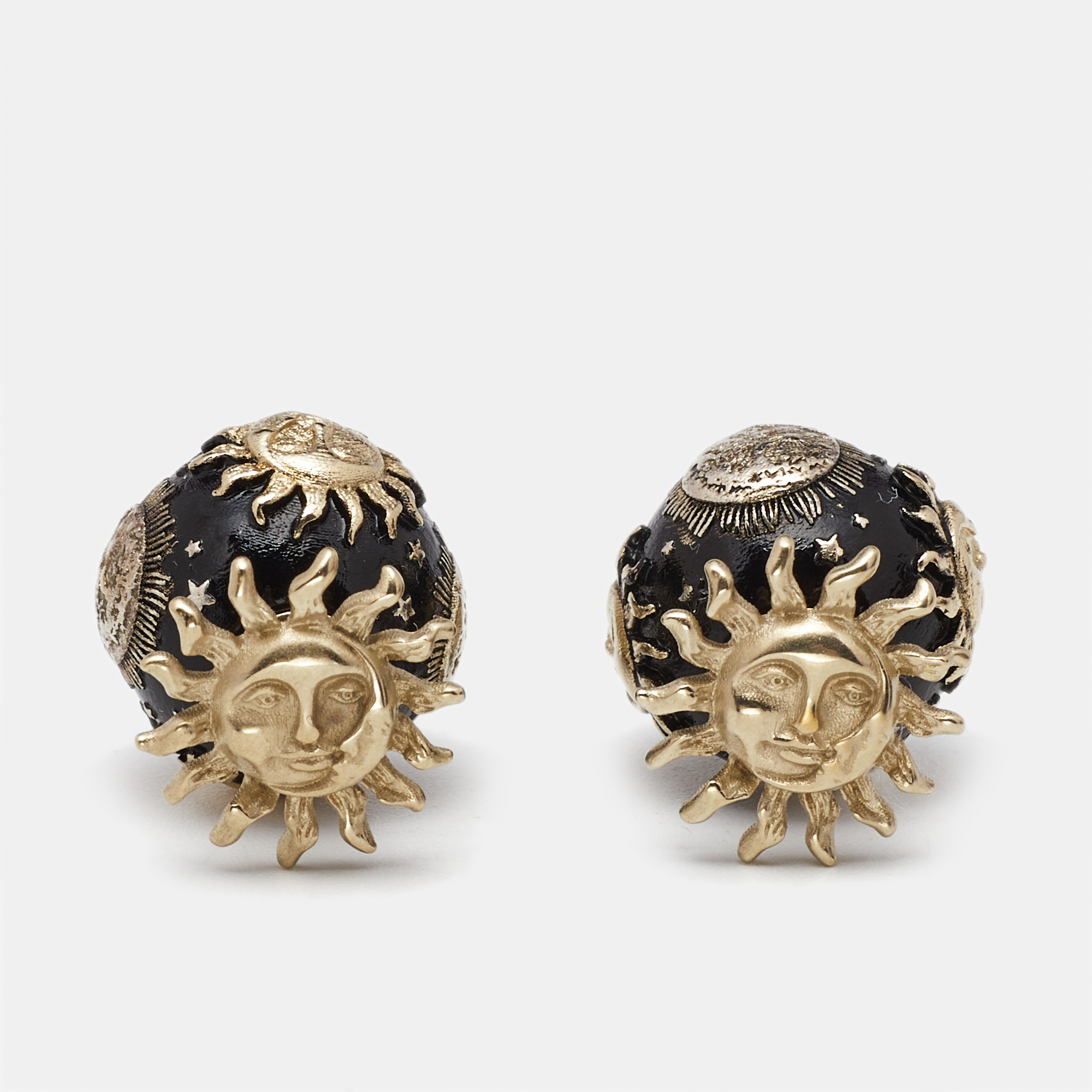 

Dior Tribales Black Resin Gold Tone Earrings