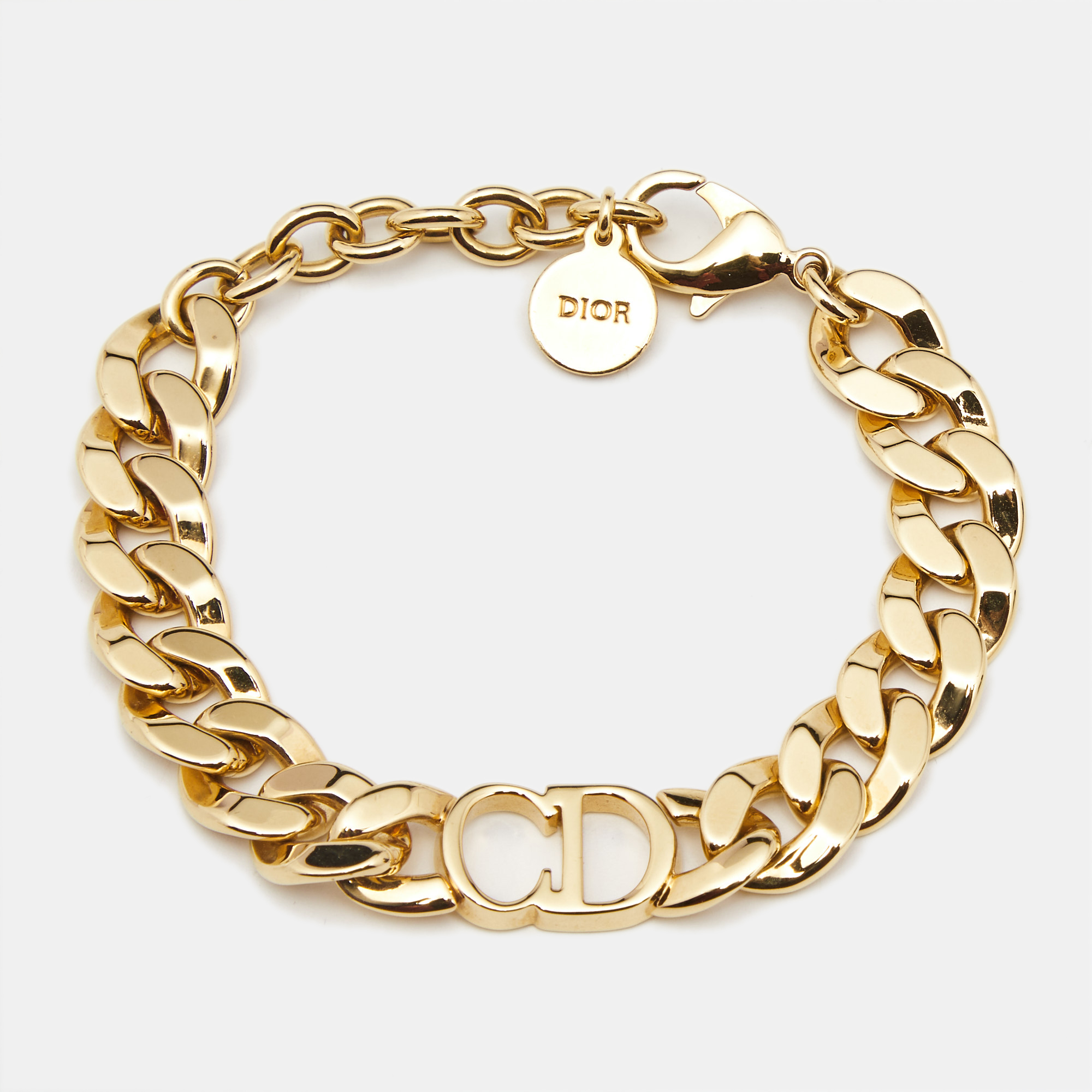 Pre-owned Dior 30 Montaigne Gold Tone Metal Bracelet