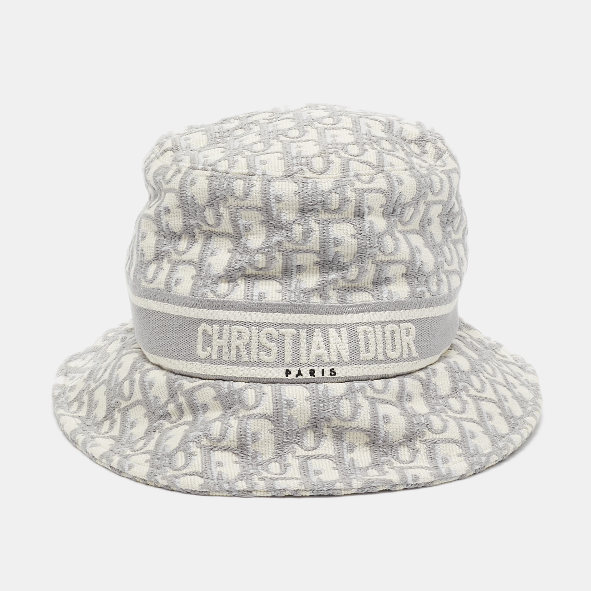 

Christian Dior Grey Oblique Jacquard Bucket Hat