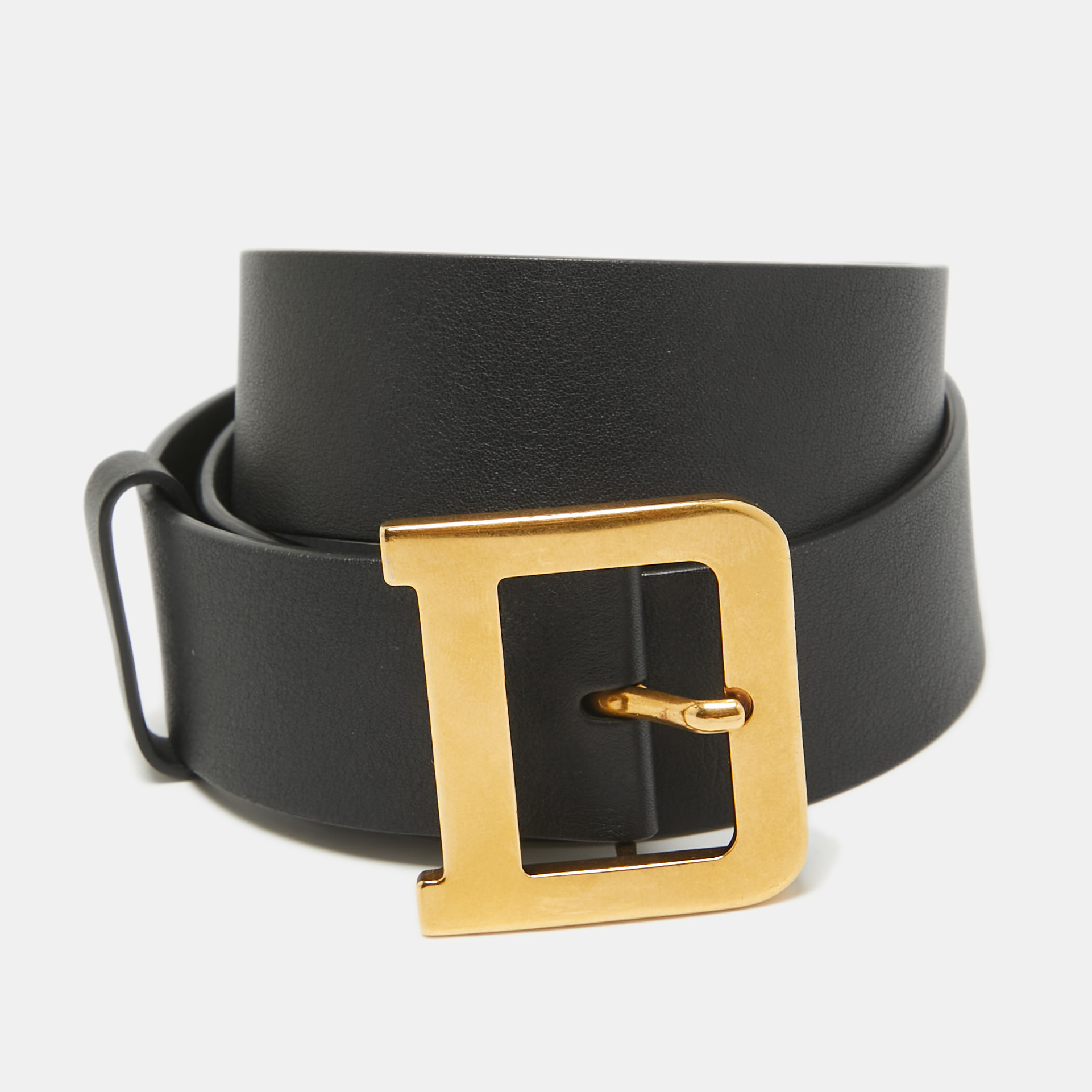 

Dior Black Leather Diorquake Buckle Belt