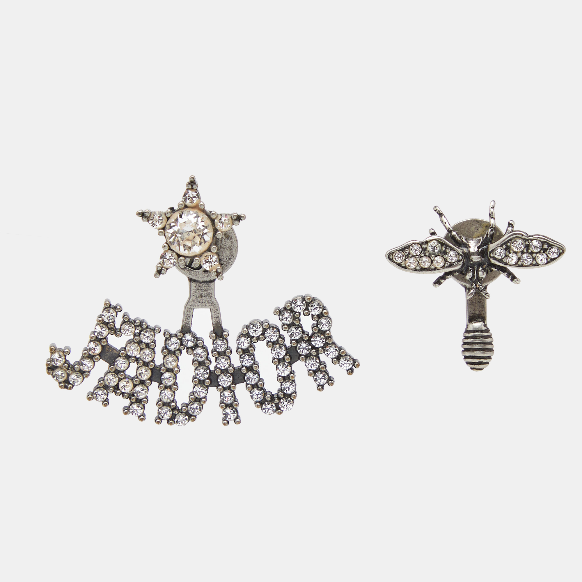 

Dior J'adior Asymmetrical Bee Crystal Silver Tone Earrings