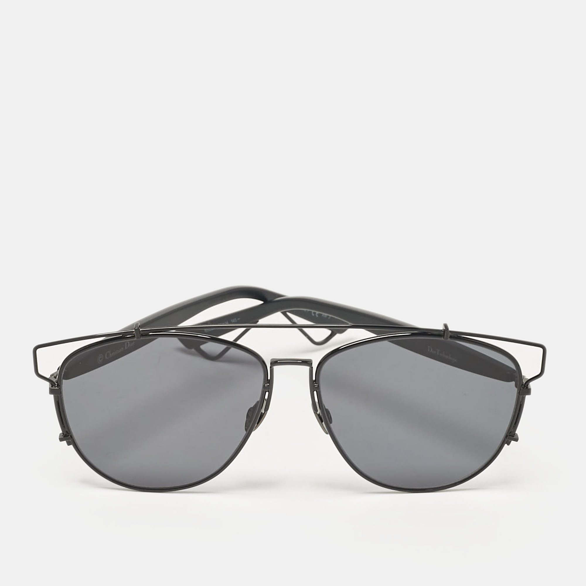 Pre-owned Dior Technologies Aviator Sunglasses In Black