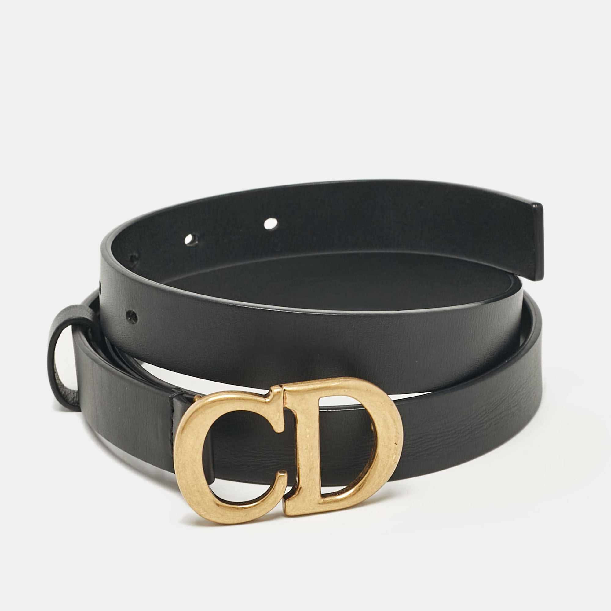 

Dior Black Leather CD Logo Buckle Belt 80CM