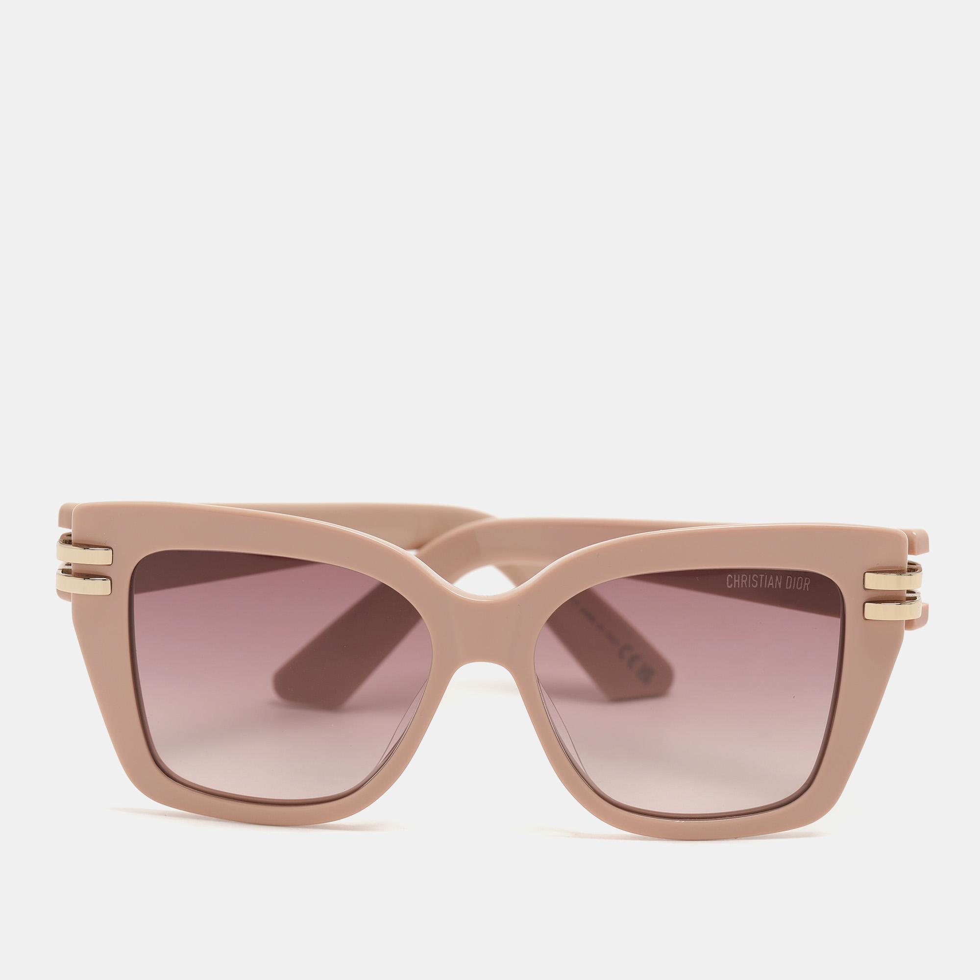 Pre-owned Dior Pink Acetate C S1i 24f2 Square Sunglasses In Beige